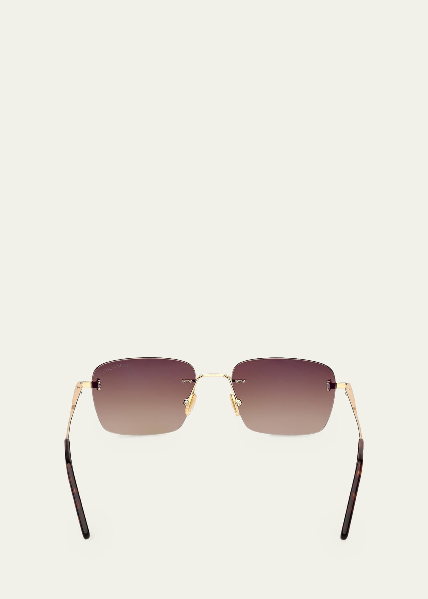 TOM FORD Men's Jake Rimless Rectangular Metal Sunglasses
