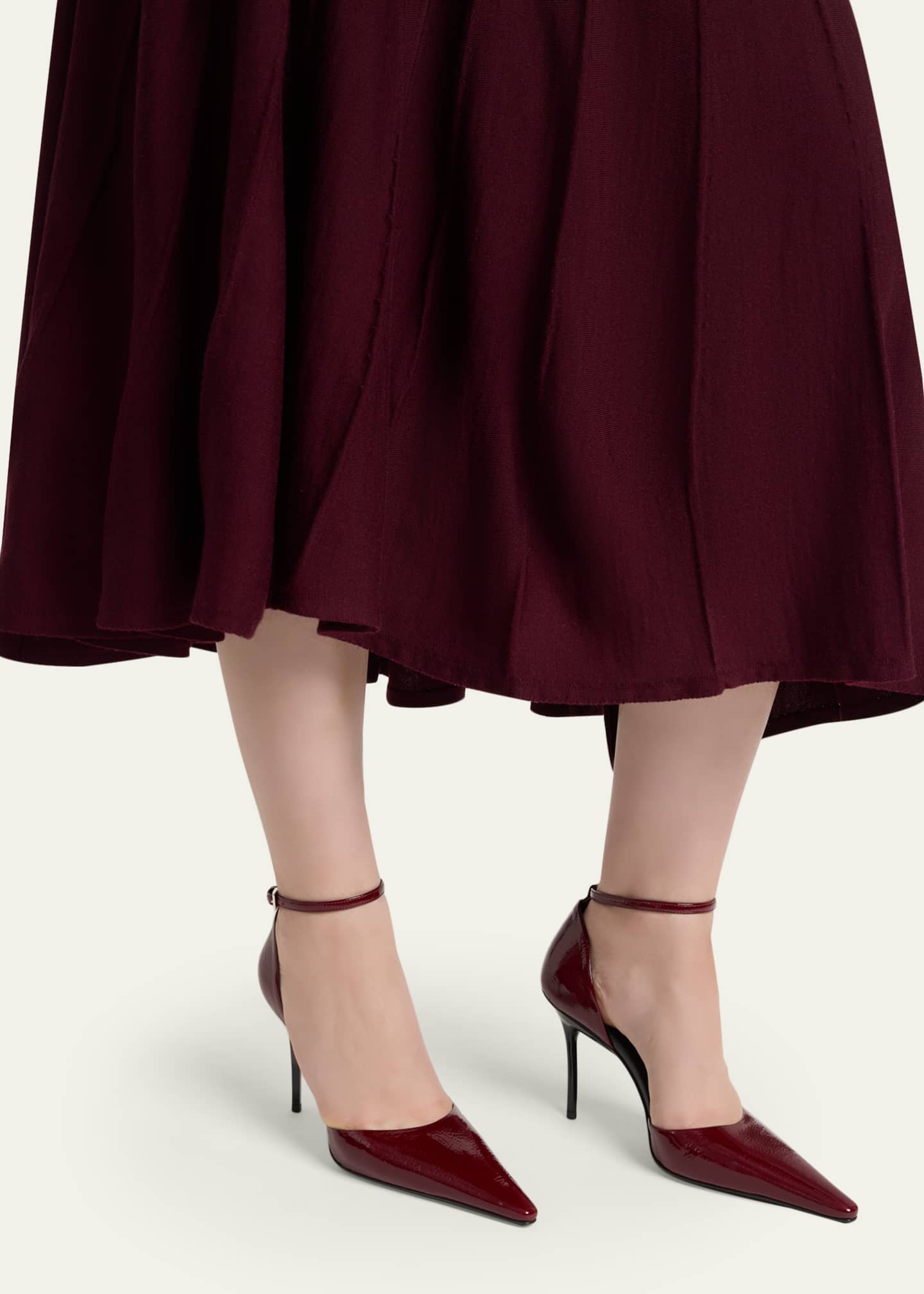 ALAIA 90mm d'Orsay Shiny Leather Ankle-Strap Pumps - Bergdorf Goodman