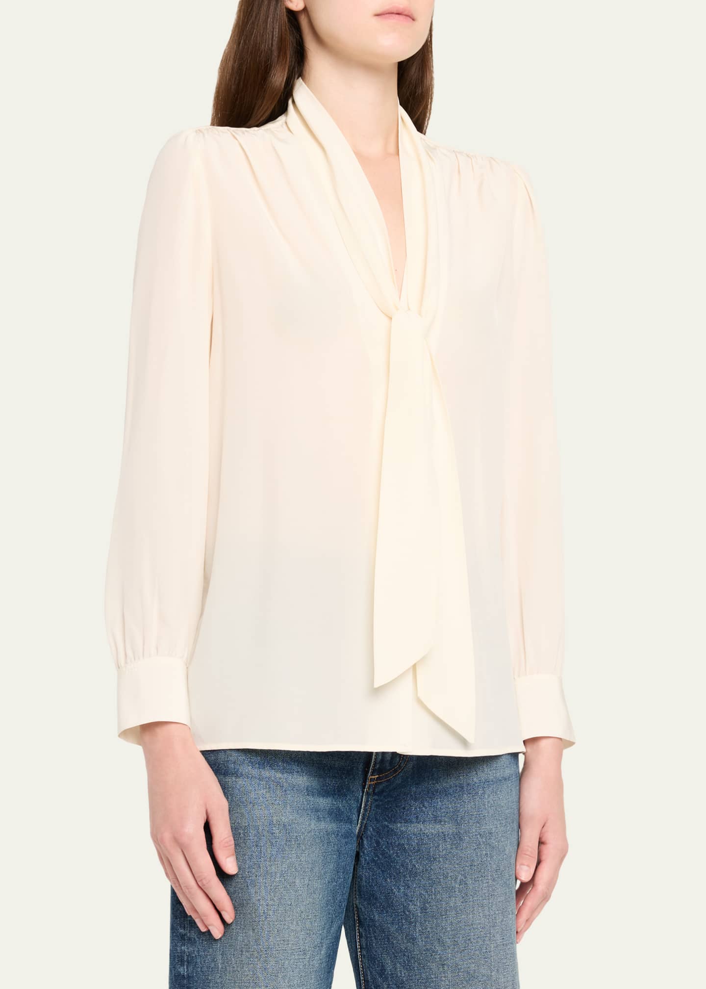 Nili Lotan Colt Neck-Scarf Silk Blouse - Bergdorf Goodman