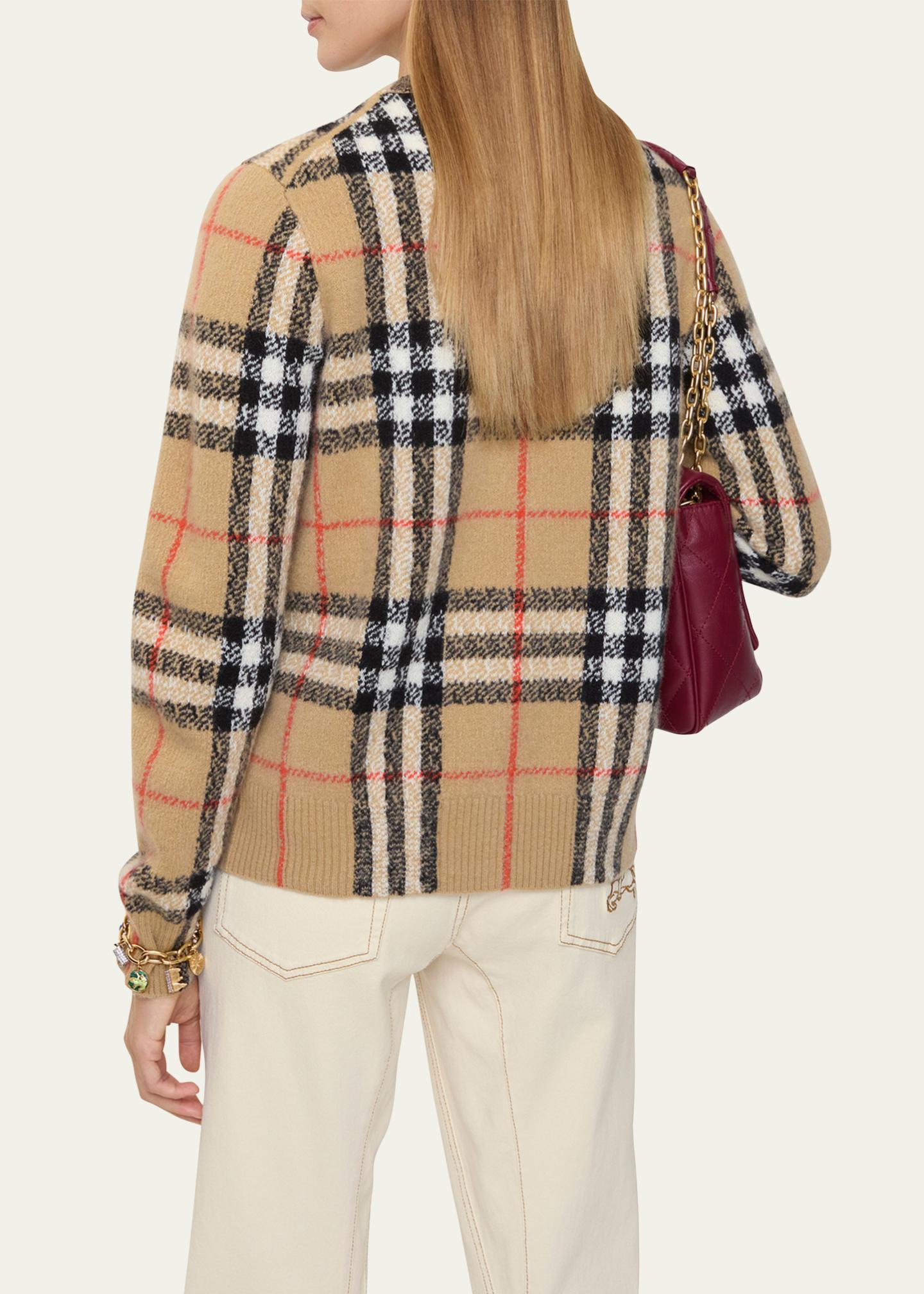Burberry Clara Check Cashmere Crewneck Cardigan - Bergdorf Goodman