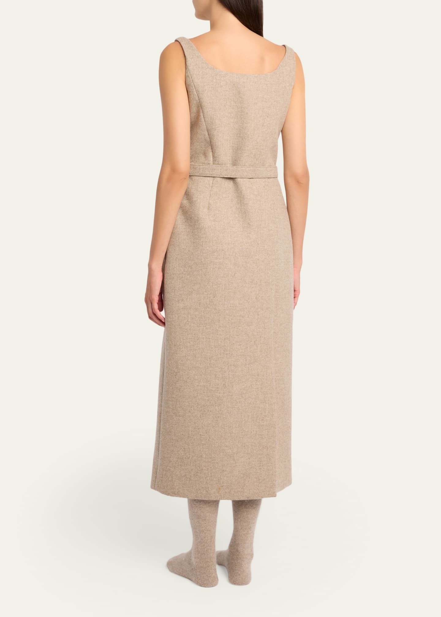 THE ROW Vadira Sleeveless Belted Wool Midi Dress - Bergdorf Goodman