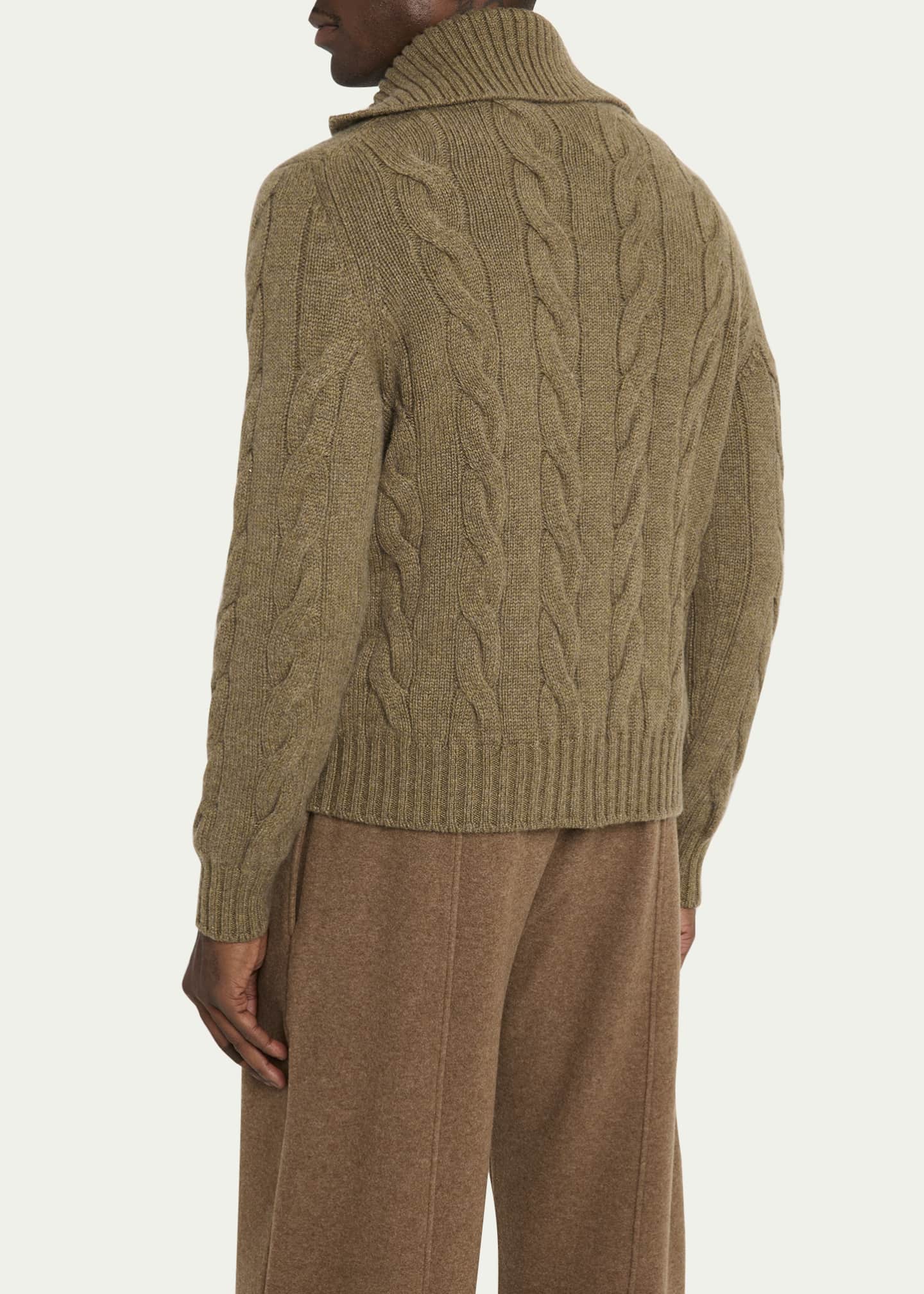 Loro Piana Men's Napier Baby Cashmere Cable Knit Half-Zip Sweater