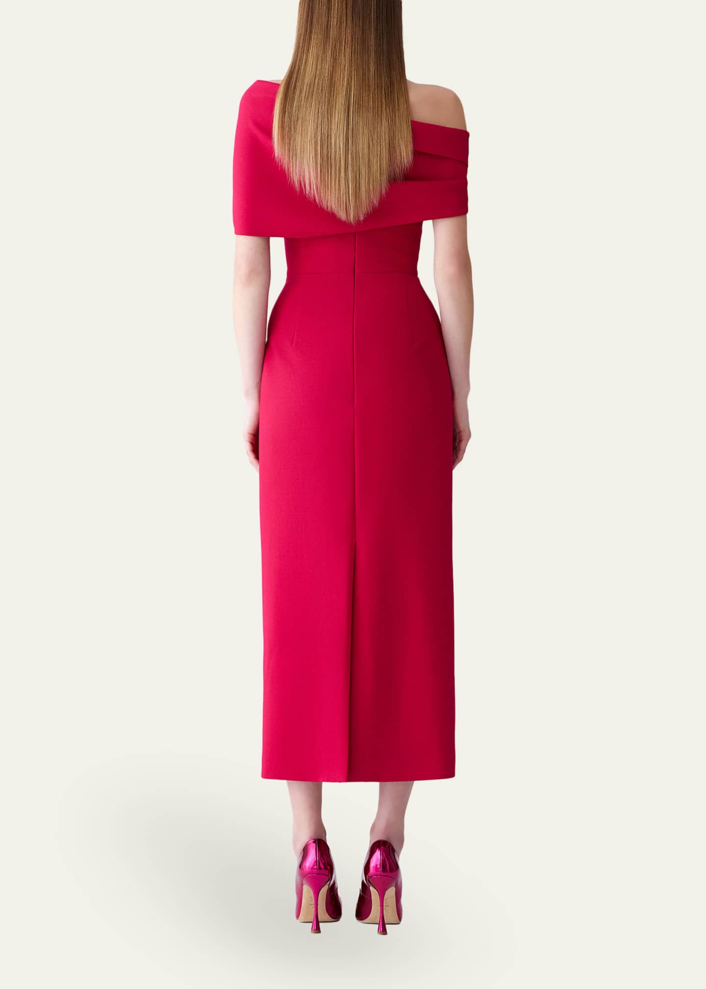 Carolina Herrera Women's Draped Off-The-Shoulder Cocktail Dress - Claret - Size 0