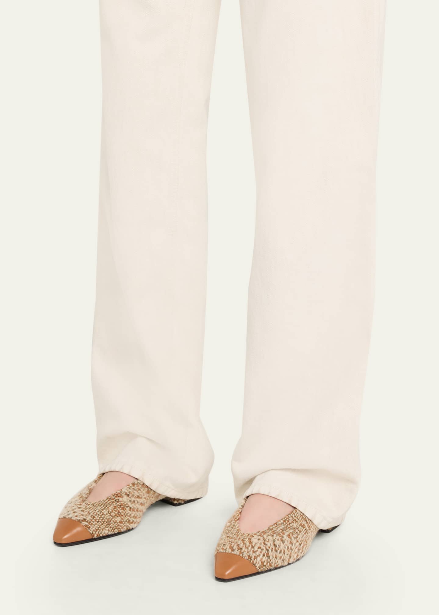 Loro Piana Rebecca Tweed Cap-Toe Ballerina Flats - Bergdorf Goodman