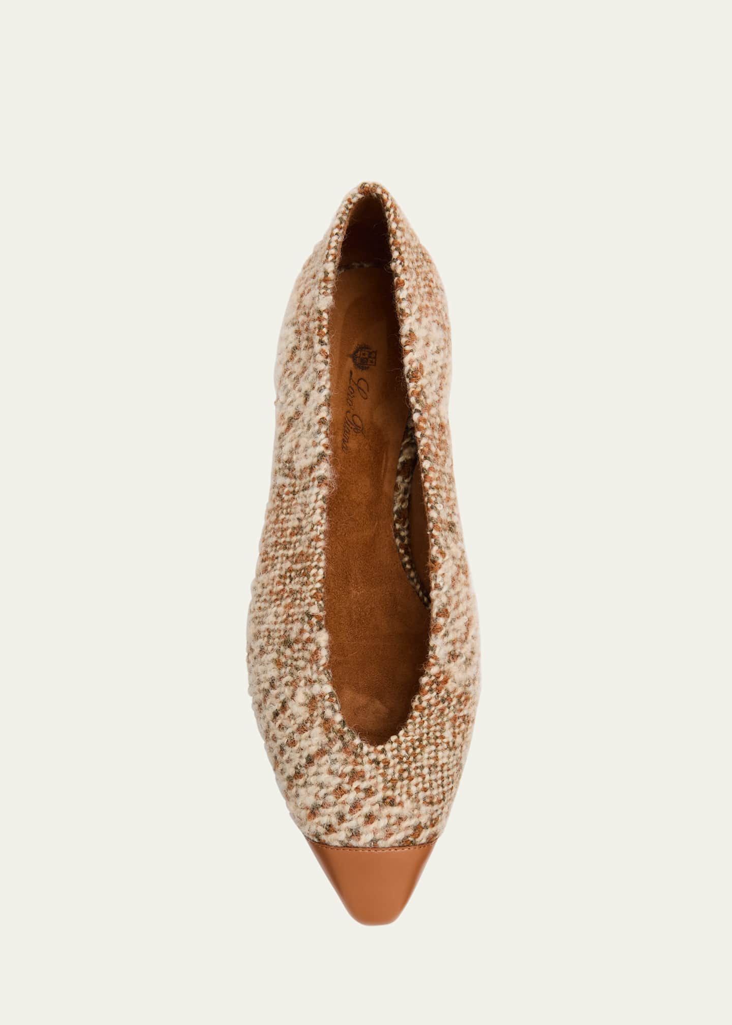 Loro Piana Rebecca Tweed Cap-Toe Ballerina Flats - Bergdorf Goodman