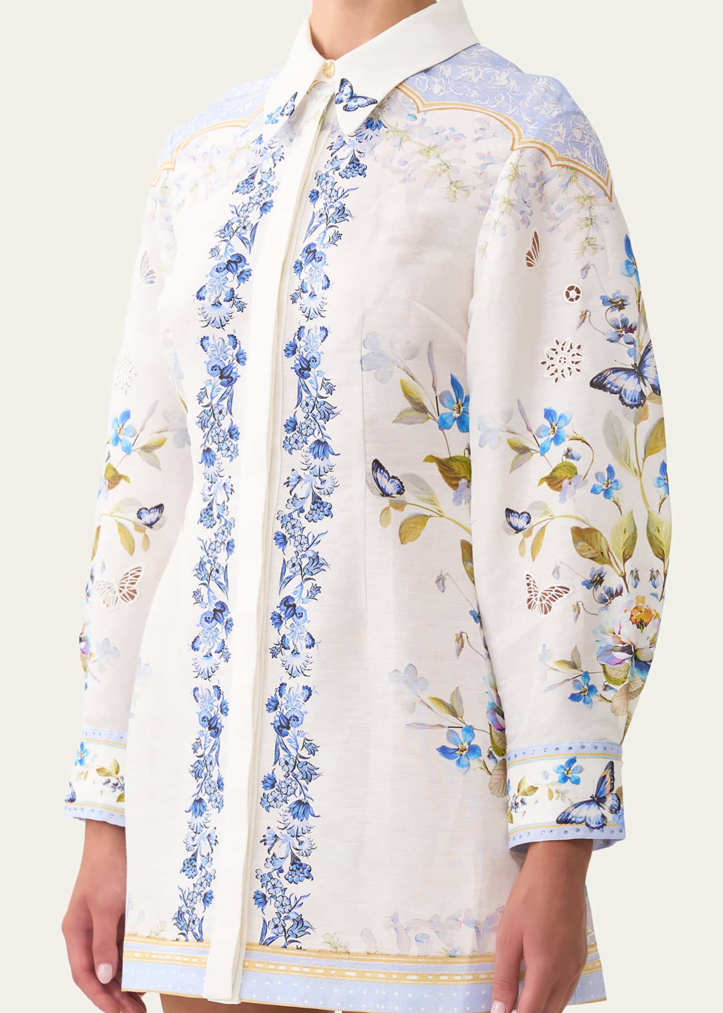 cabi camilla shirt dress CAbi Women's Medium Camilla Blue Leopard Shirt Dress