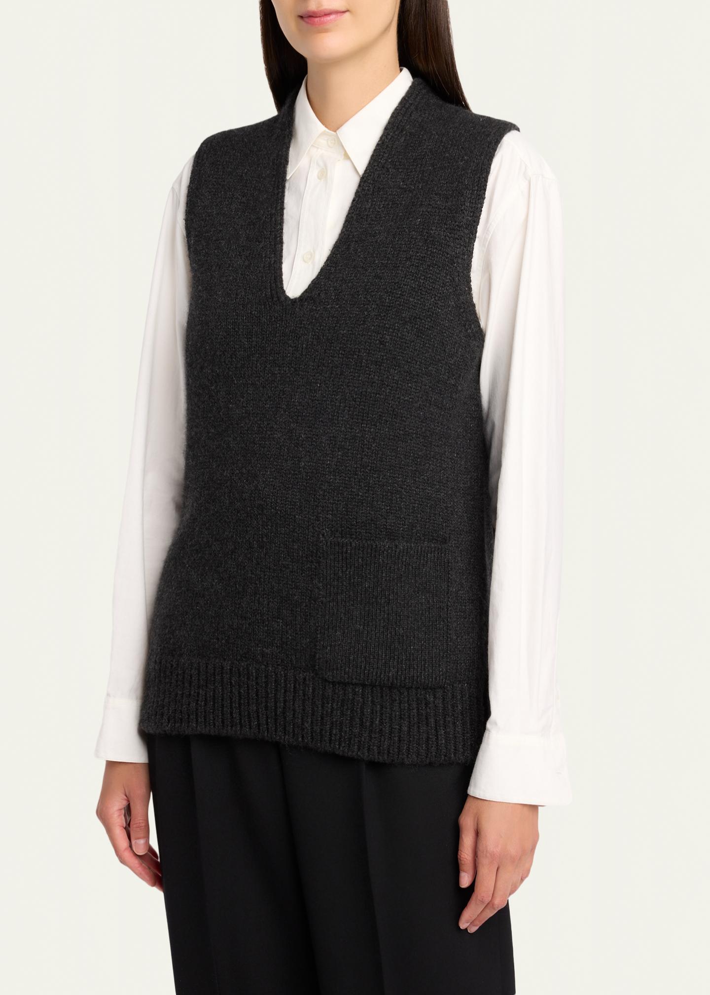 THE ROW Marte V-Neck Cashmere Sweater Vest - Bergdorf Goodman
