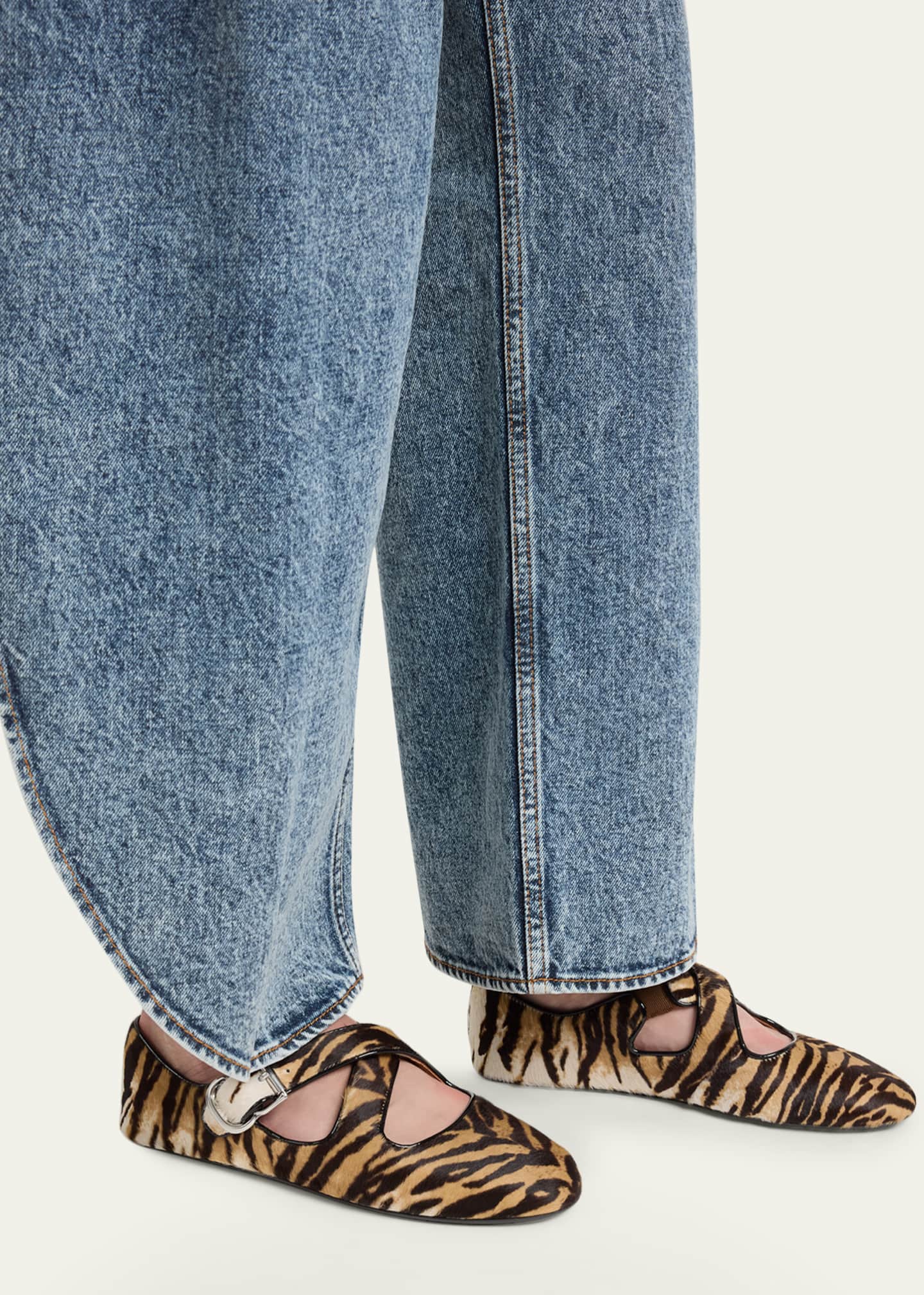 ALAIA Crisscross Tiger Calf Hair Ballerina Flats - Bergdorf Goodman