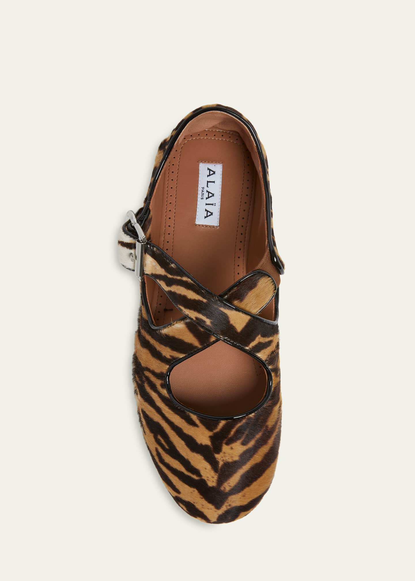 ALAIA Crisscross Tiger Calf Hair Ballerina Flats - Bergdorf Goodman