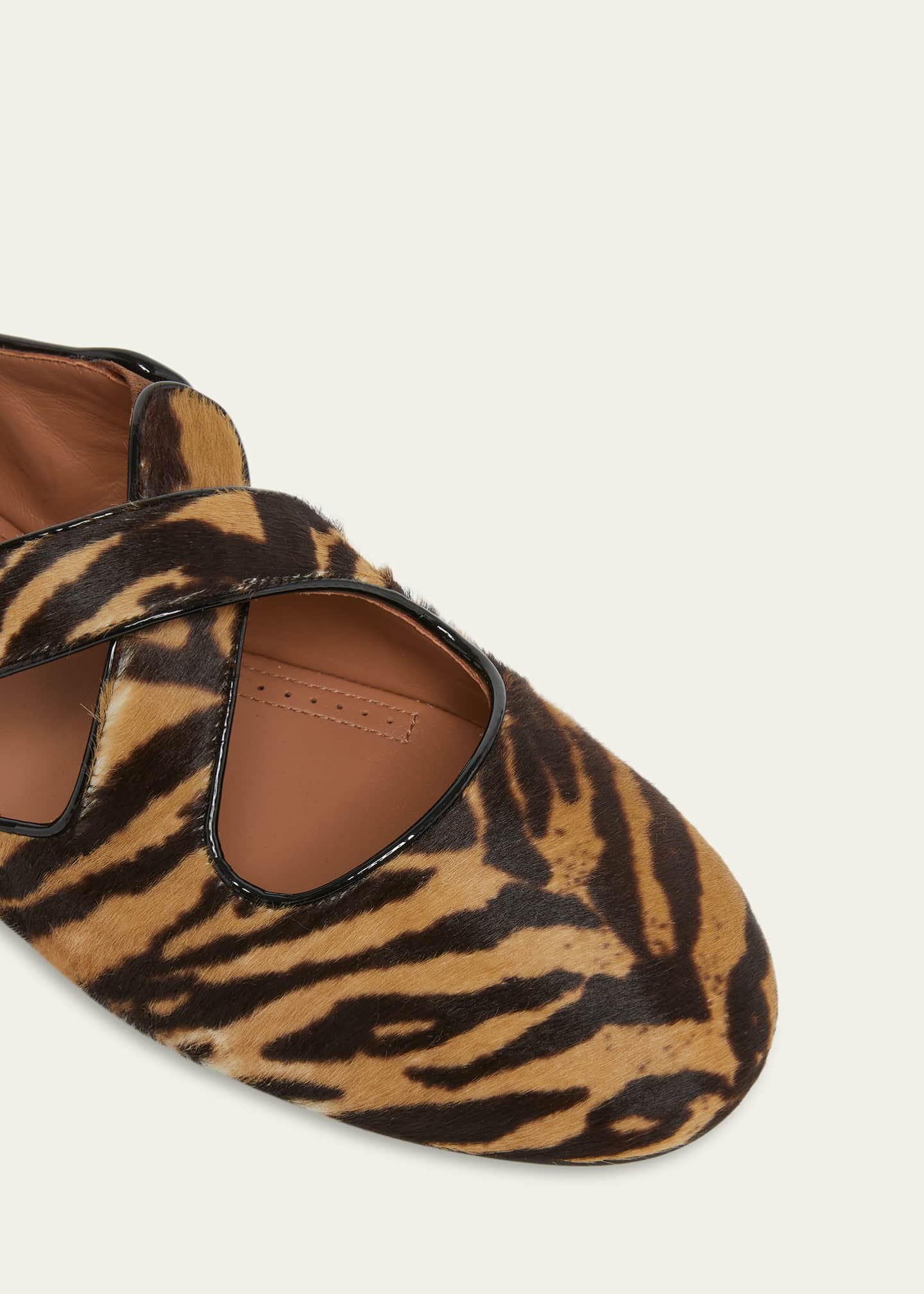 ALAIA Crisscross Tiger Calf Hair Ballerina Flats - Bergdorf Goodman