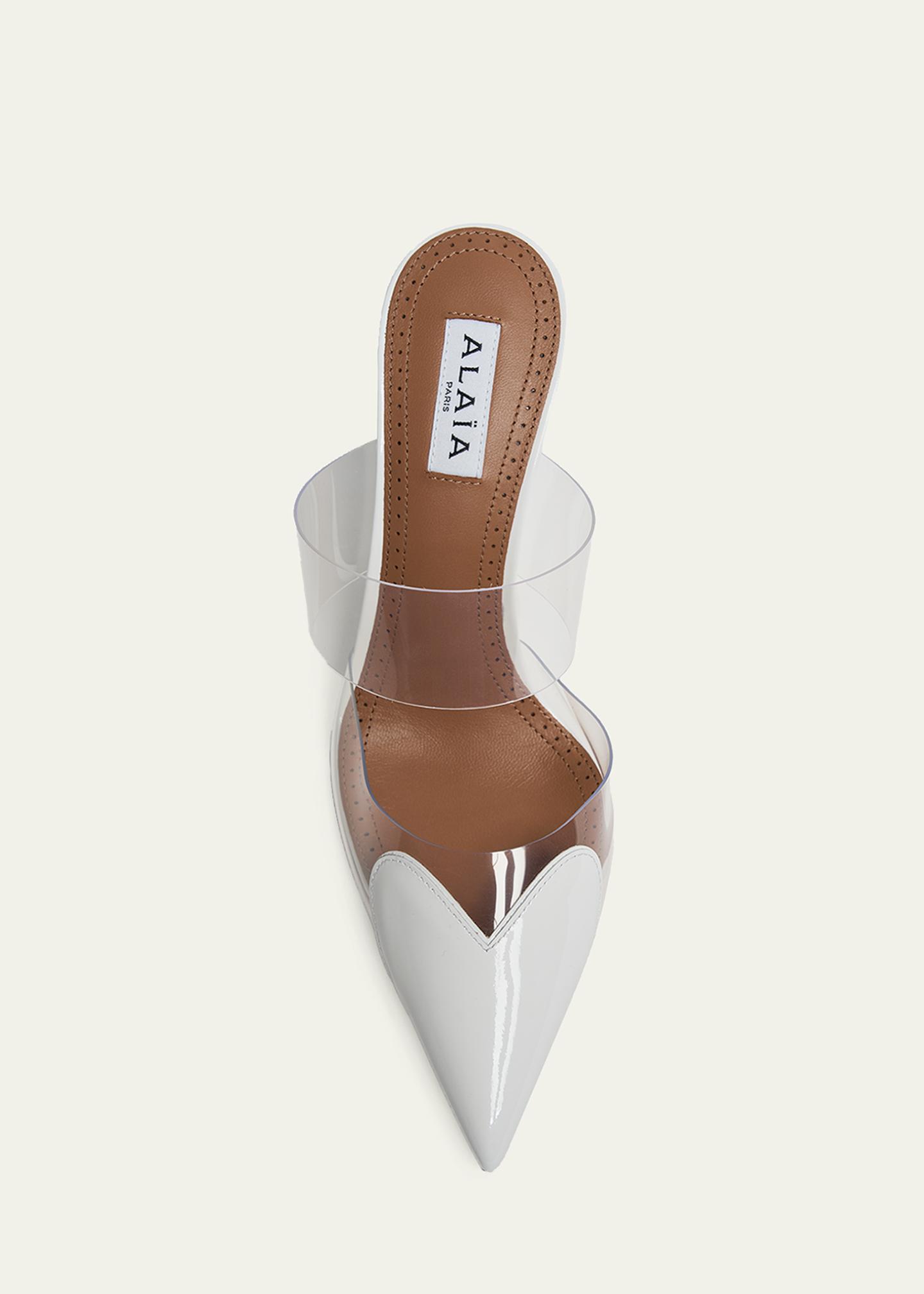 ALAÏA 90mm Coeur Heart Clear Wedge Mules - Bergdorf Goodman