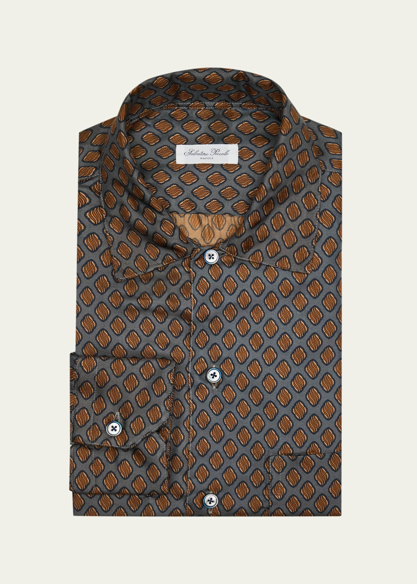 diamond pattern dress shirt Perry Ellis Outlet Men's Dobby Micro Diamond Print Dress Shirt in Faded Rose/red, Size 17.0, 100% Cotton, Geometric, Slim Long Sleeves