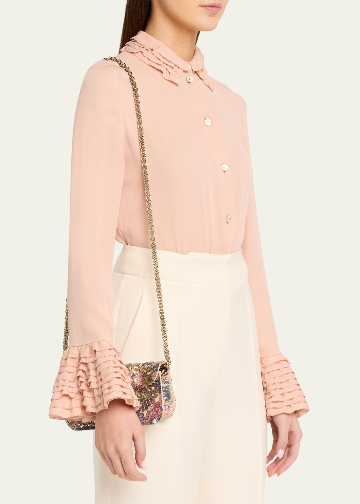 Valentino Garavani Small Crystal VLogo Sequin Burst Shoulder Bag