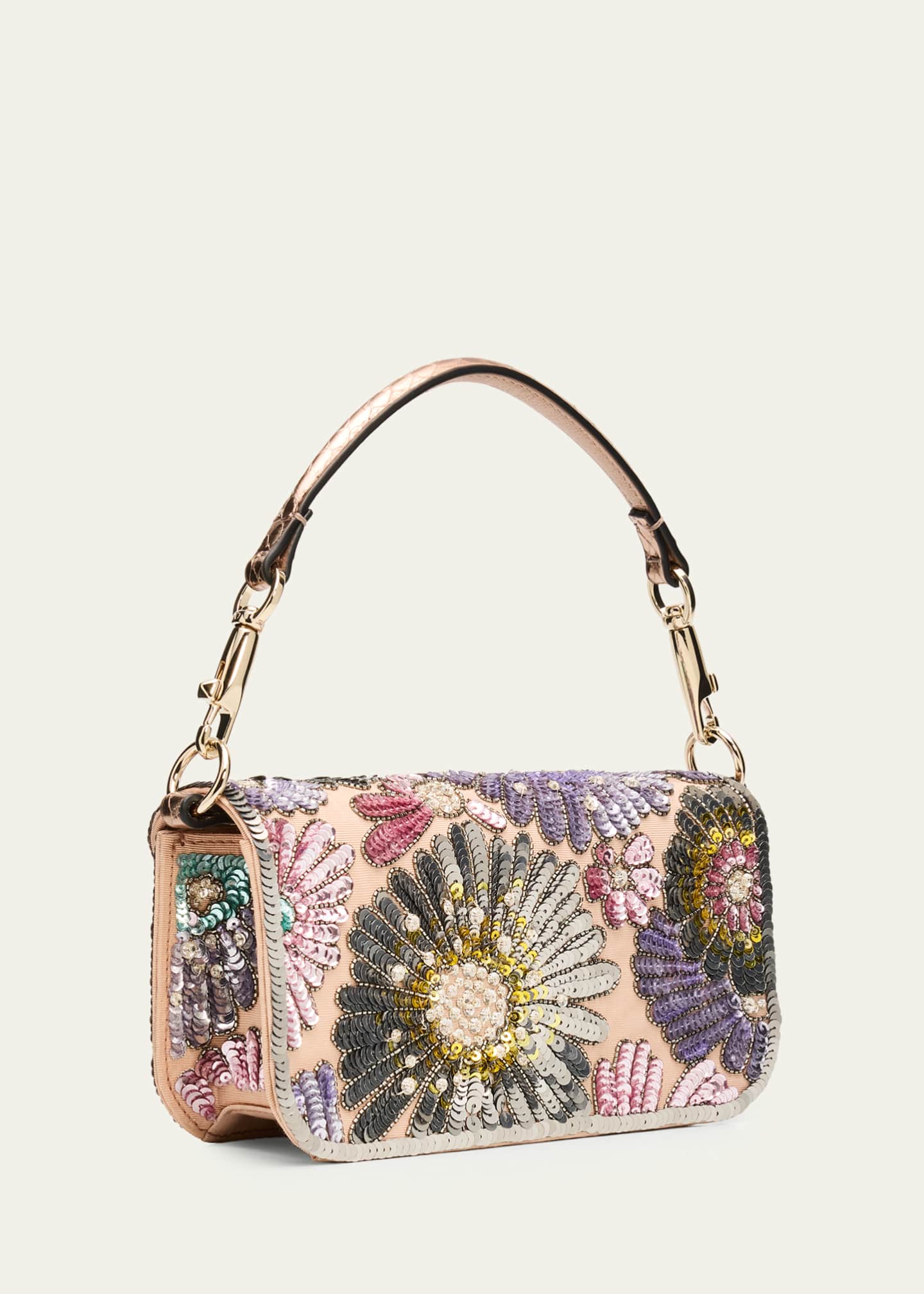 Valentino Garavani Small Crystal VLogo Sequin Burst Shoulder Bag