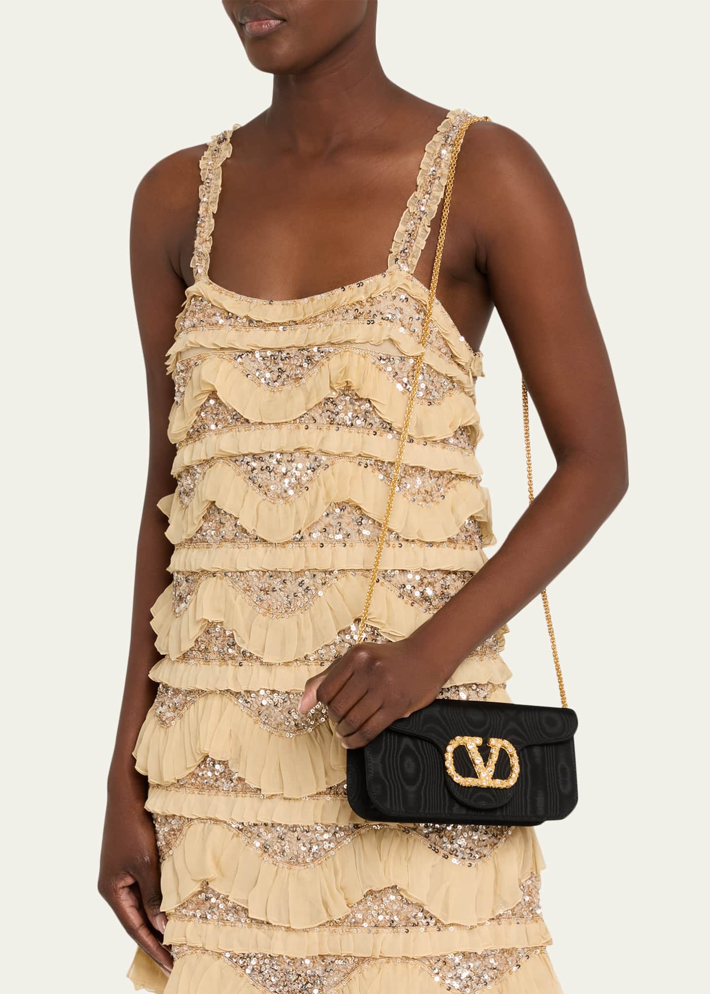 Valentino Garavani Loco Moire Clutch with Jewel VLogo - Bergdorf