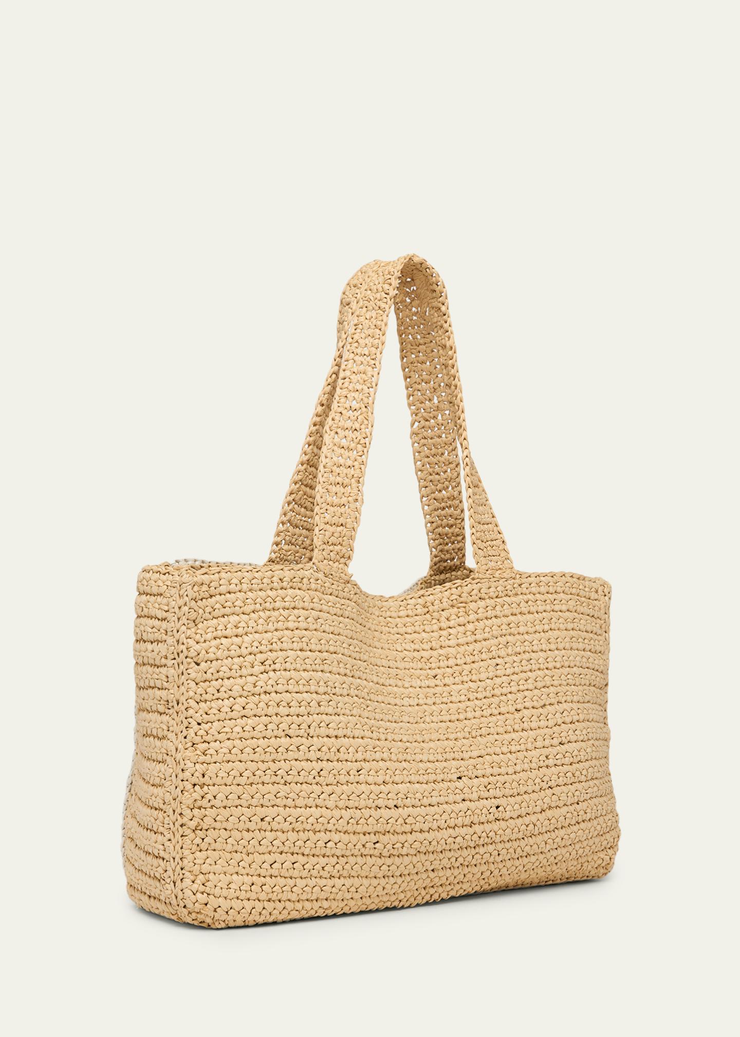 Valentino Garavani Large Crochet Viscose Raffia Tote Bag 