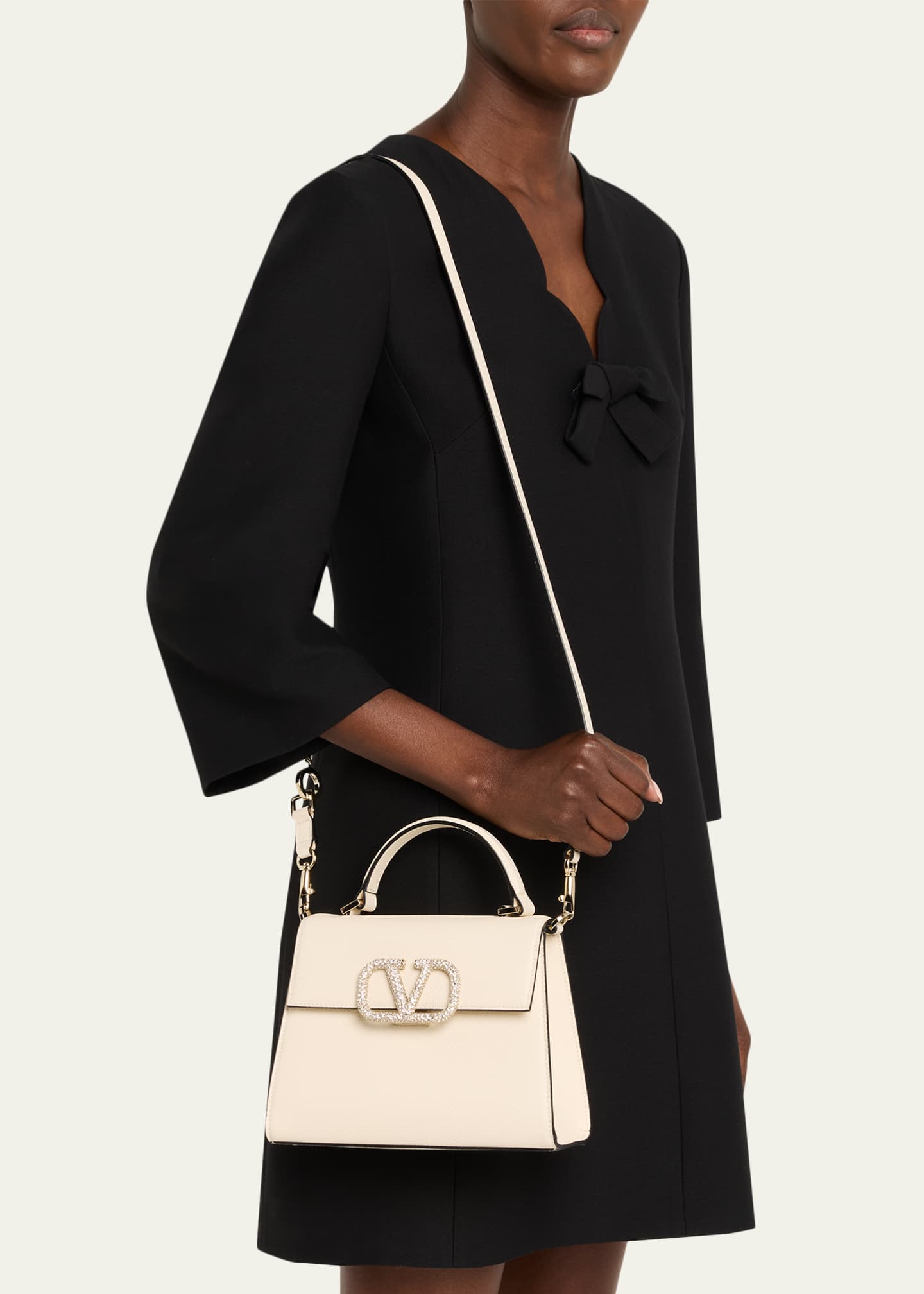 Valentino Garavani Vsling Small Leather Top-Handle Bag with Jewel