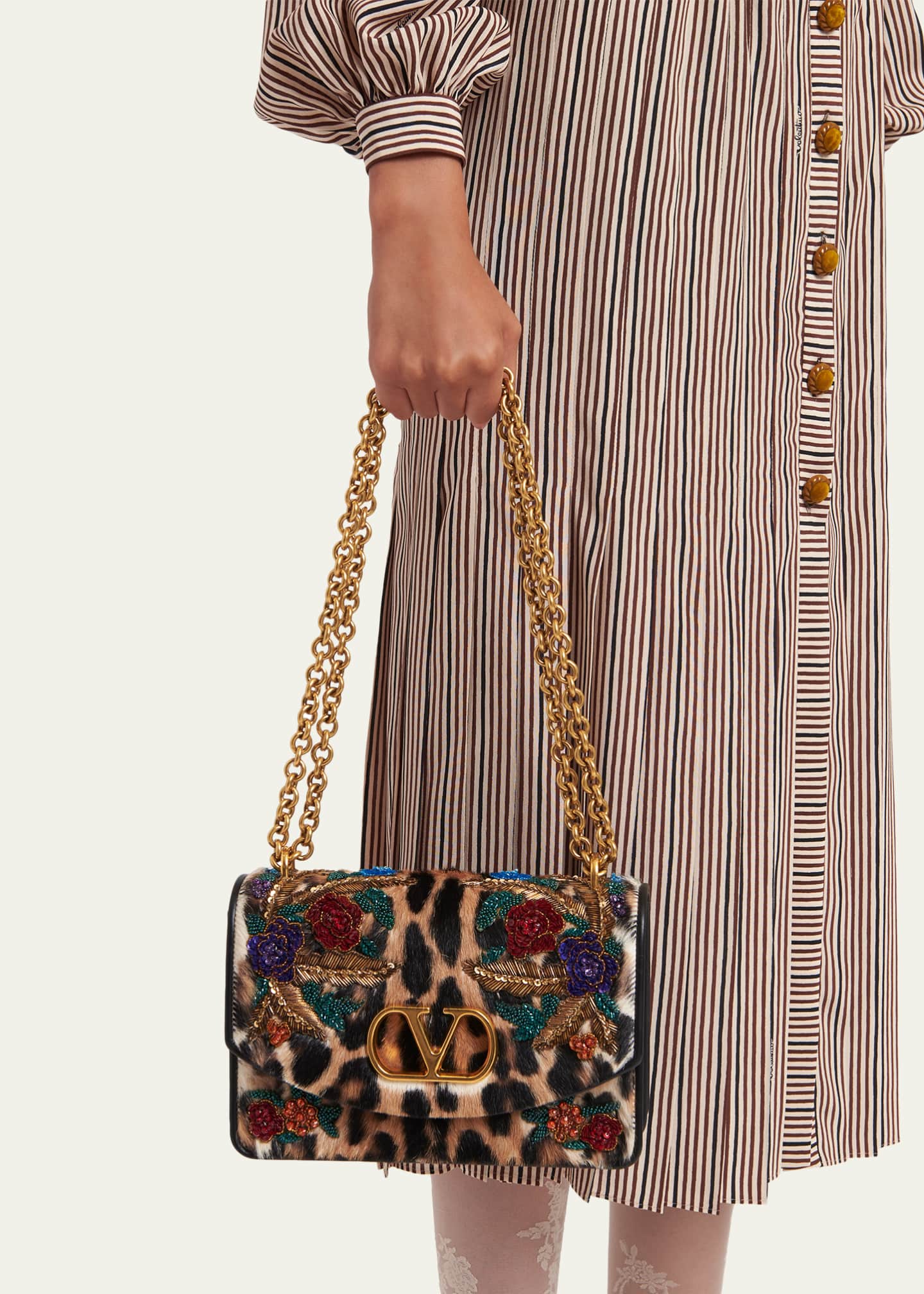 Valentino Garavani Beaded Floral Calf Hair Shoulder Bag - Bergdorf