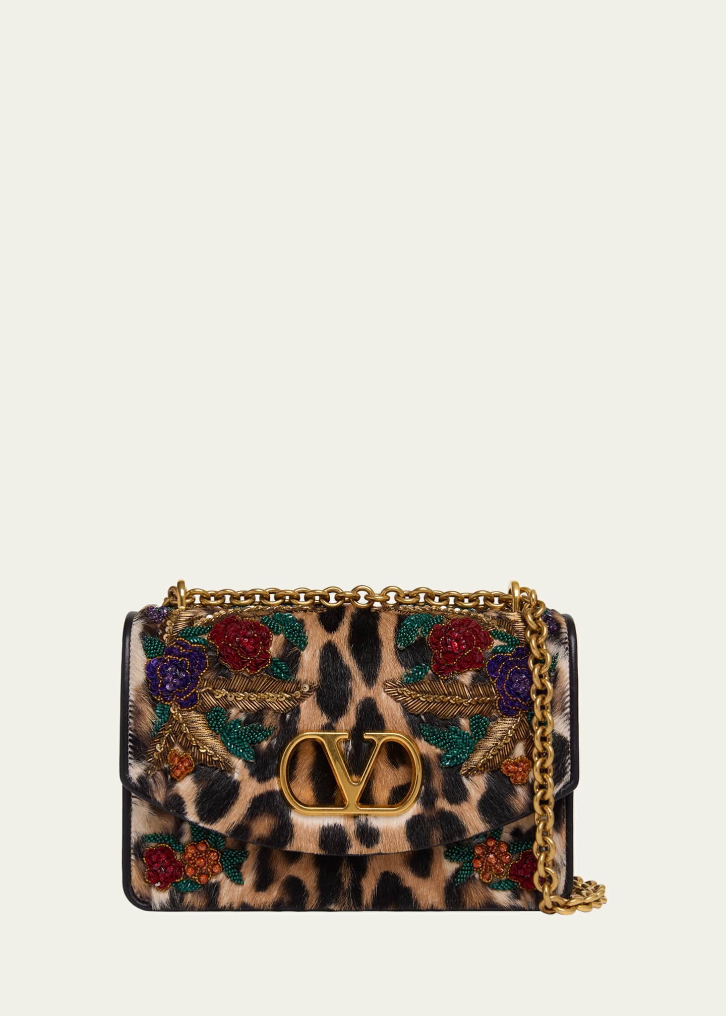 VALENTINO GARAVANI ビーズバッグ 2点セット 花柄 Valentino Garavani Beaded Floral Calf Hair Shoulder Bag - Bergdorf
