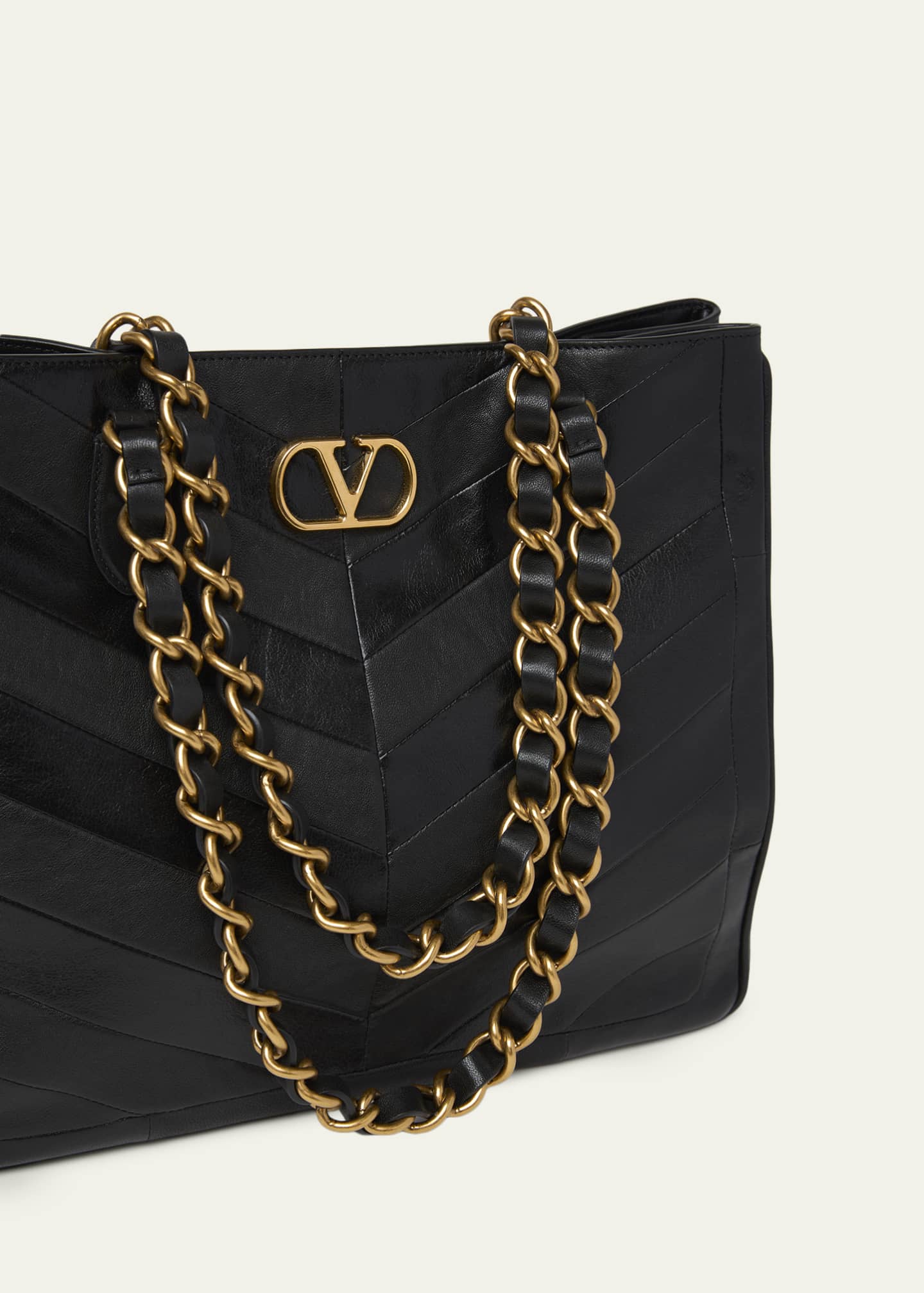 Valentino Garavani Chevron Patchwork Nappa Leather Tote Bag