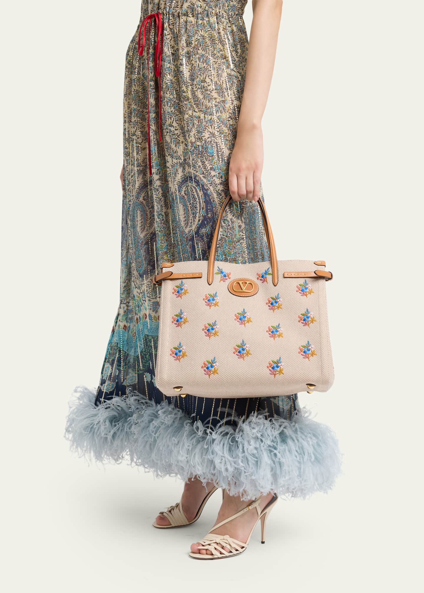 Valentino Garavani Floral-Embroidered Canvas Tote Bag - Bergdorf