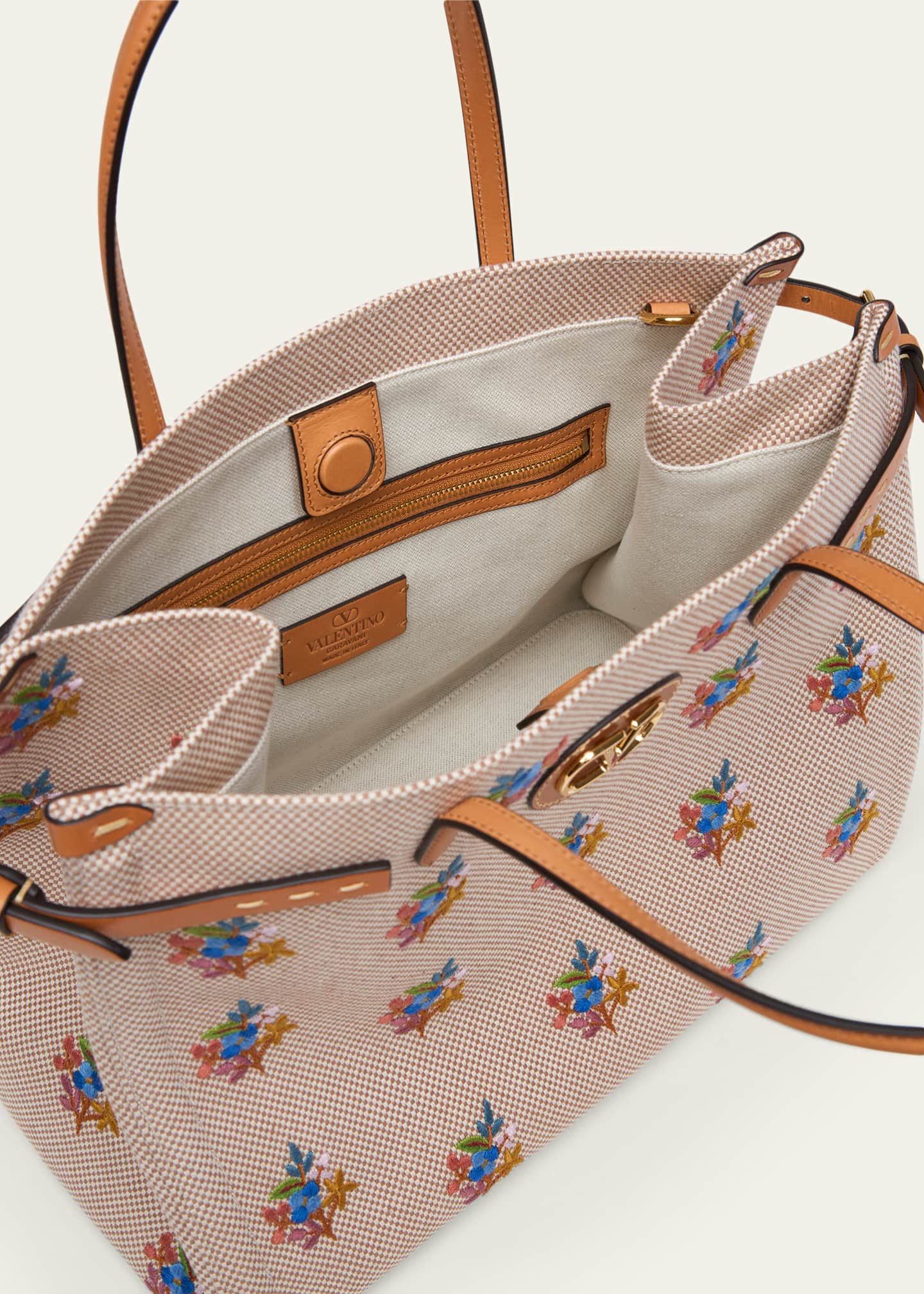 Valentino Garavani Floral-Embroidered Canvas Tote Bag - Bergdorf