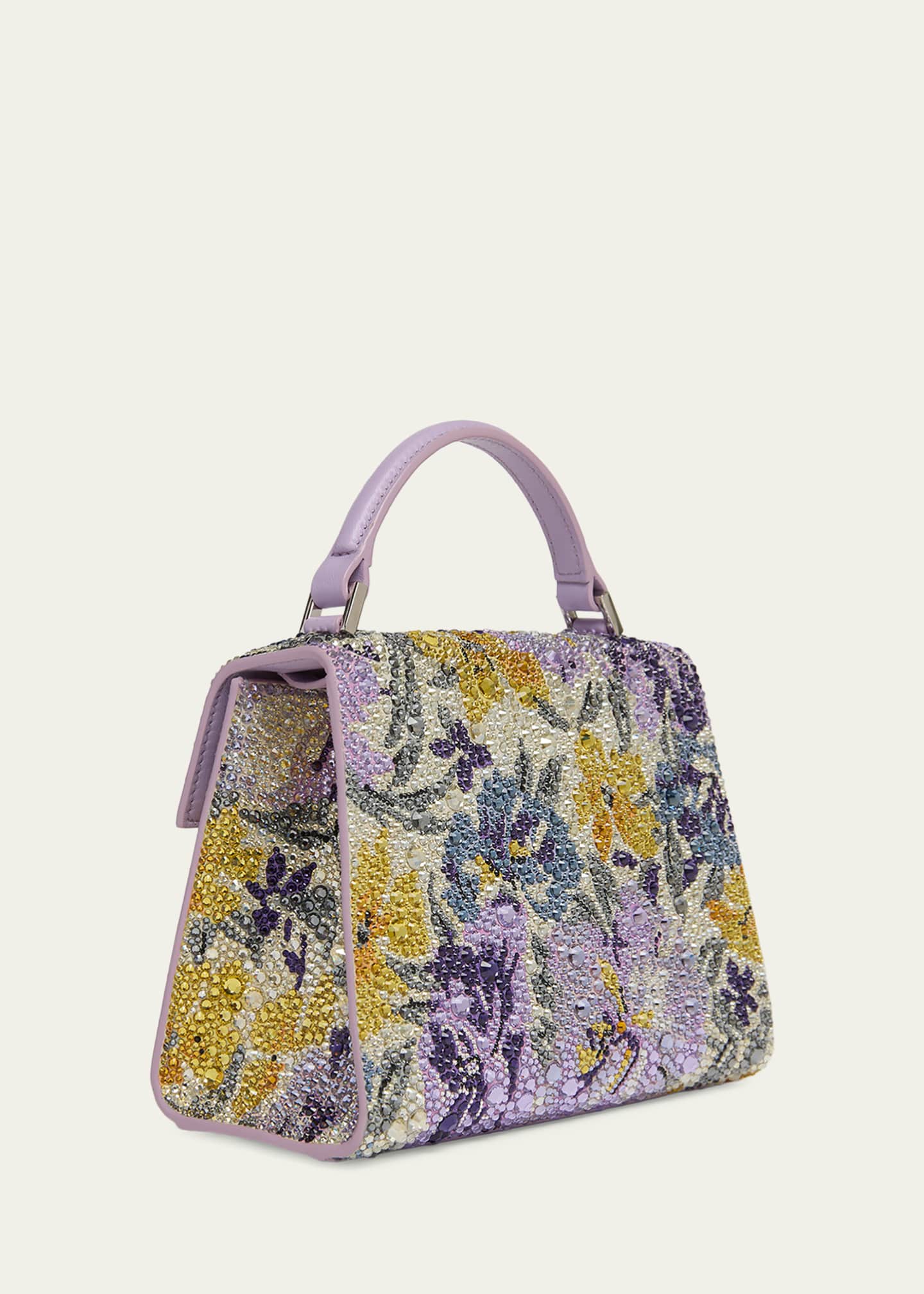 Valentino Garavani VSLING Mini Floral Rhinestone Top-Handle Bag
