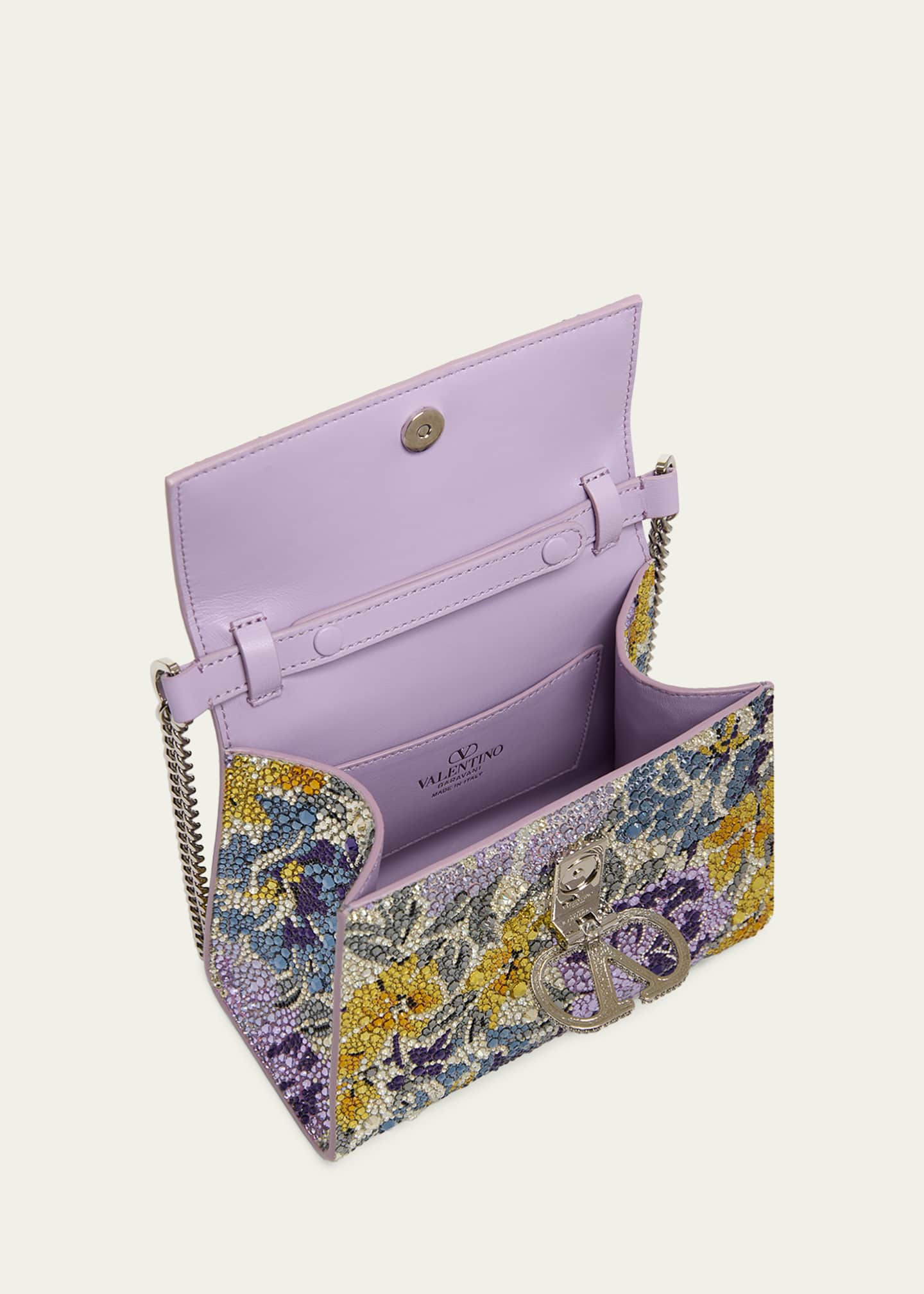 Valentino Garavani VSLING Mini Floral Rhinestone Top-Handle Bag