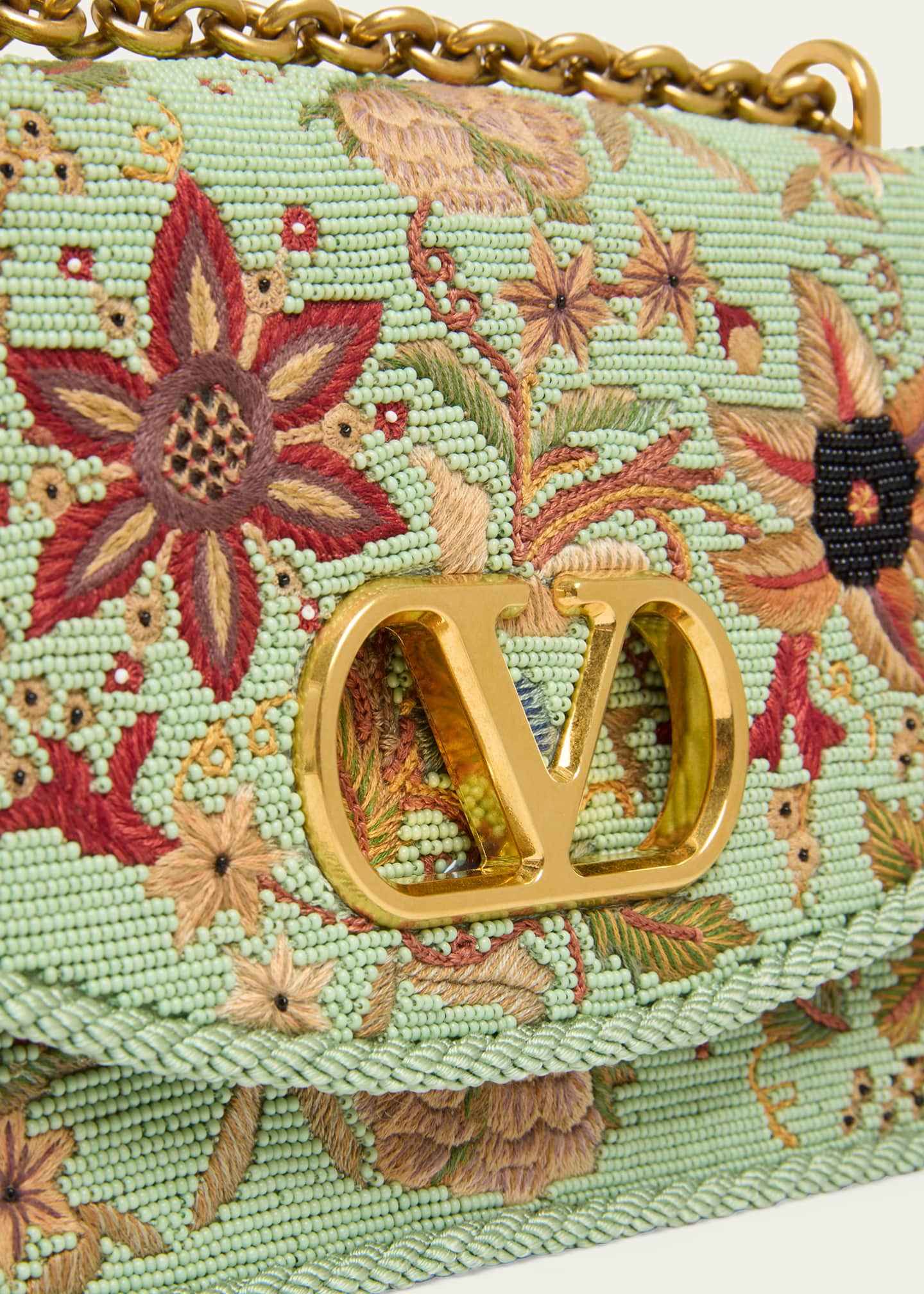 Valentino Garavani Beaded Floral-Embroidered Shoulder Strap