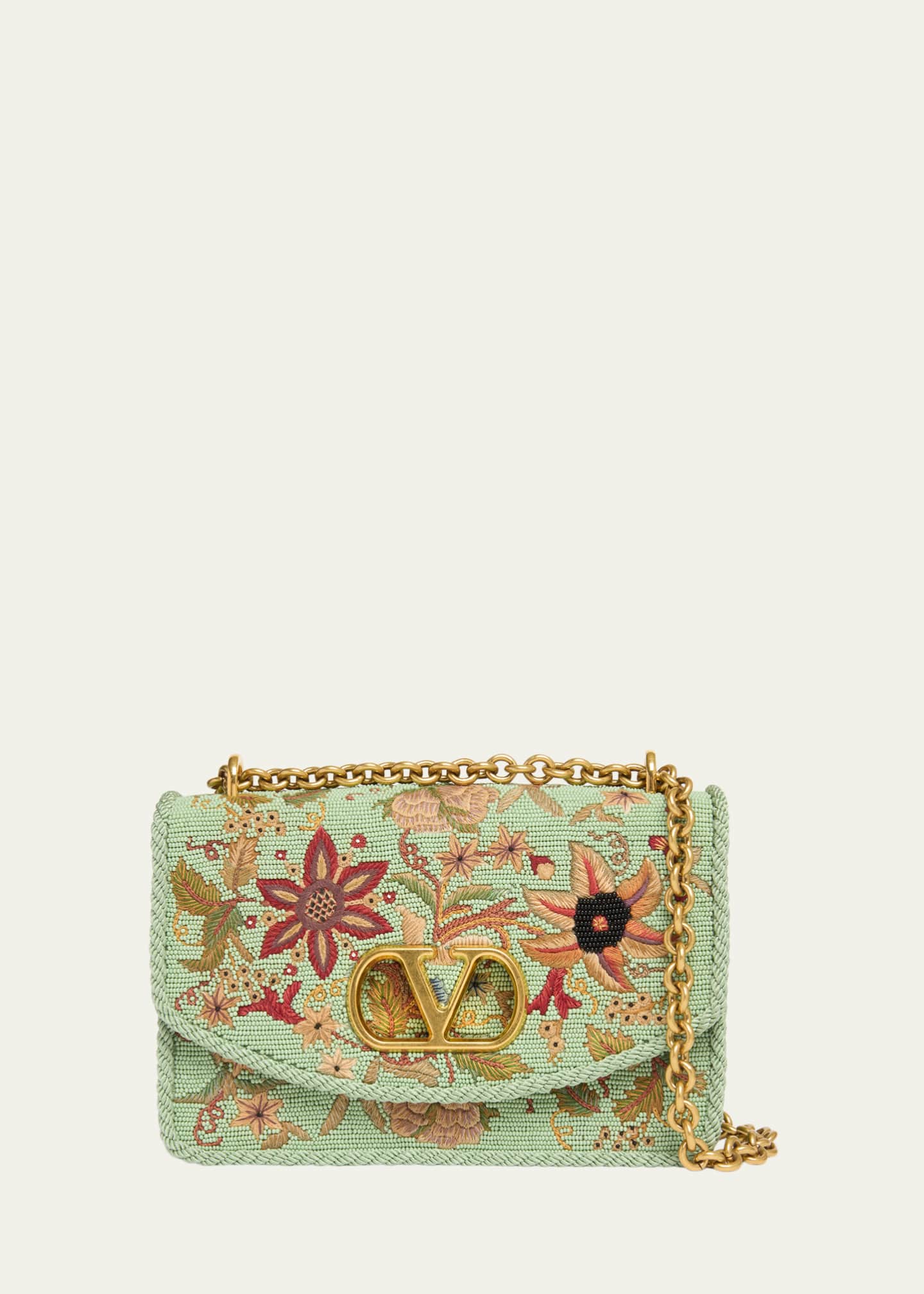VALENTINO GARAVANI ビーズバッグ 2点セット 花柄 Valentino Garavani Beaded Floral-Embroidered Shoulder Strap