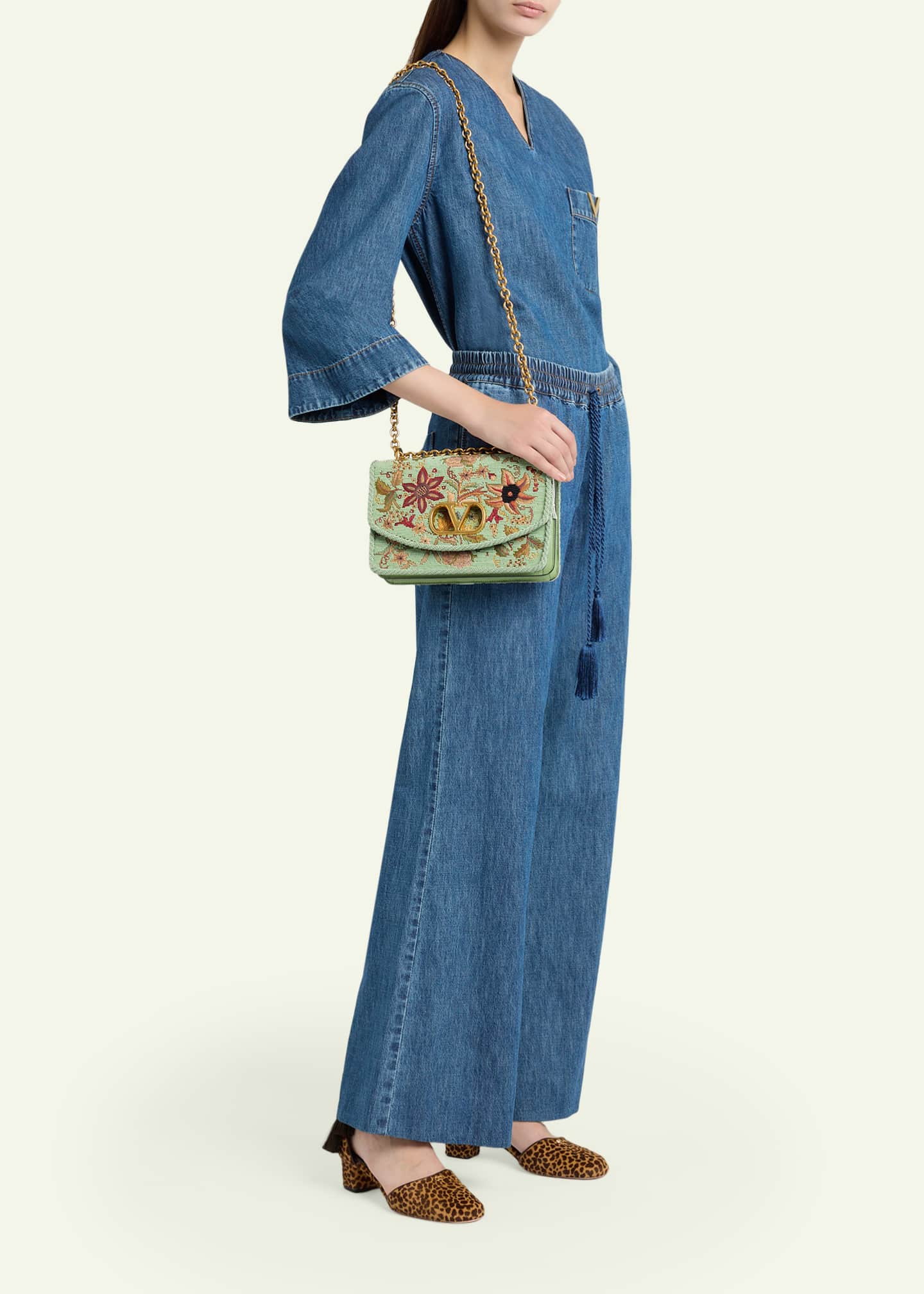 Valentino Garavani Beaded Floral-Embroidered Shoulder Strap