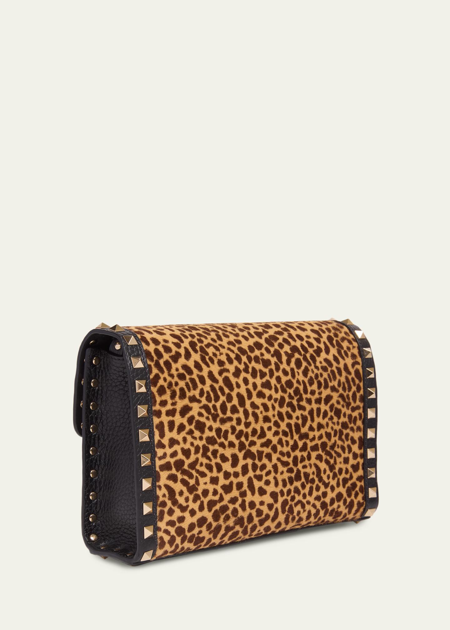 VALENTINO GARAVANI ヒョウ柄レオパード柄 ハラコ素材 バッグ Valentino Garavani Small Animal-Print Calf Hair Rockstud Shoulder