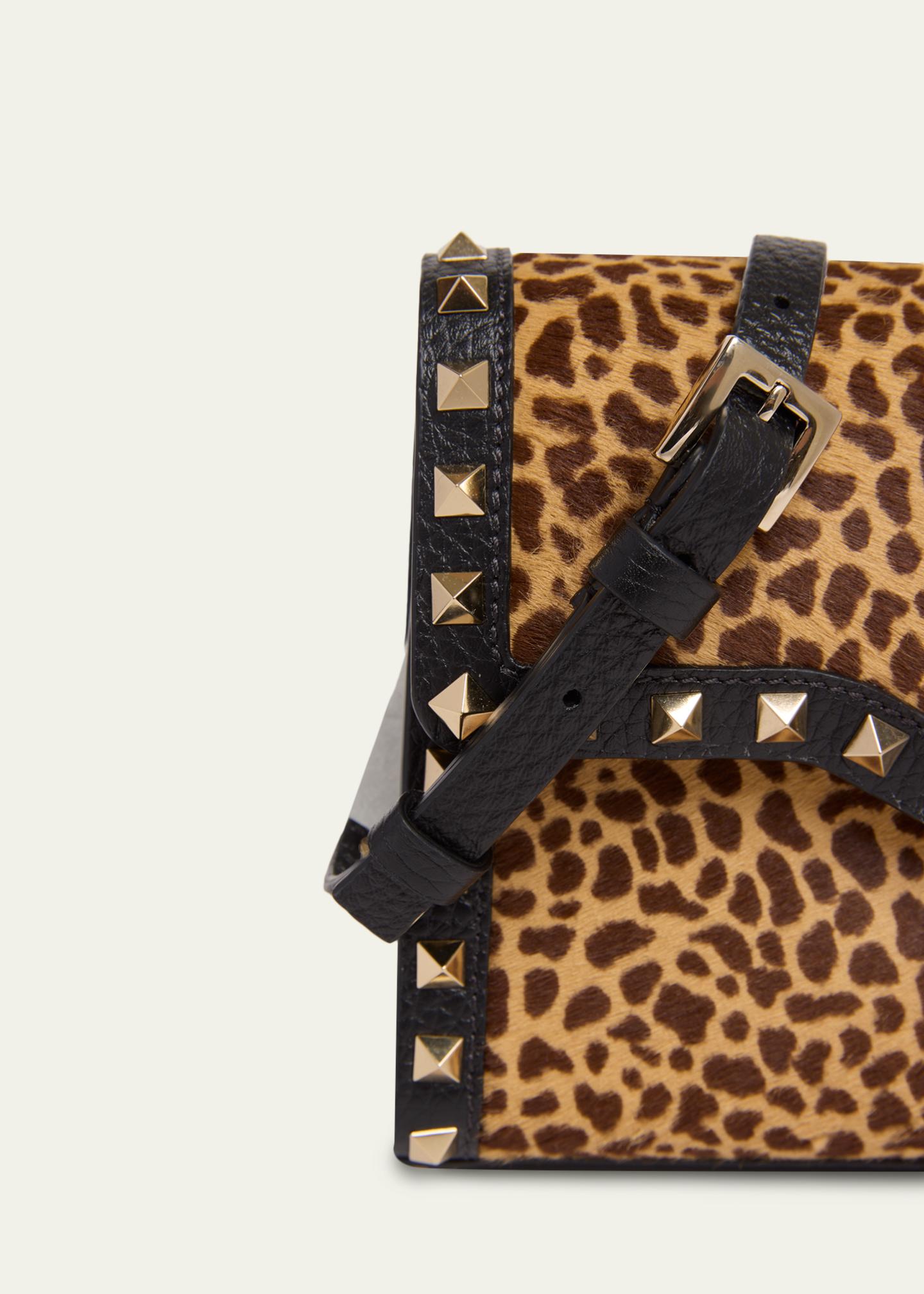 VALENTINO GARAVANI ヒョウ柄レオパード柄 ハラコ素材 バッグ Valentino Garavani Small Animal-Print Calf Hair Rockstud Shoulder