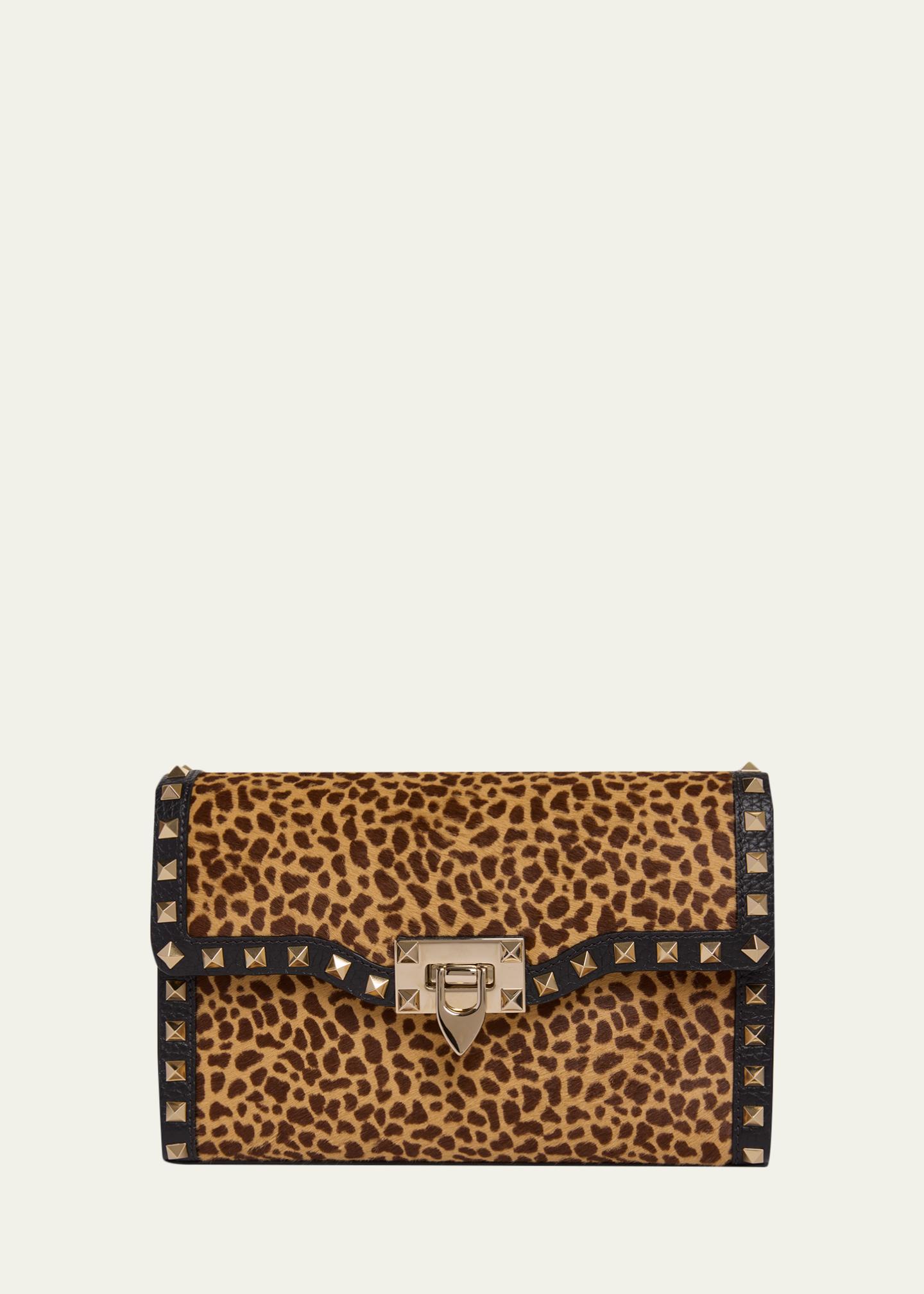 Valentino Garavani Small Animal-Print Calf Hair Rockstud Shoulder