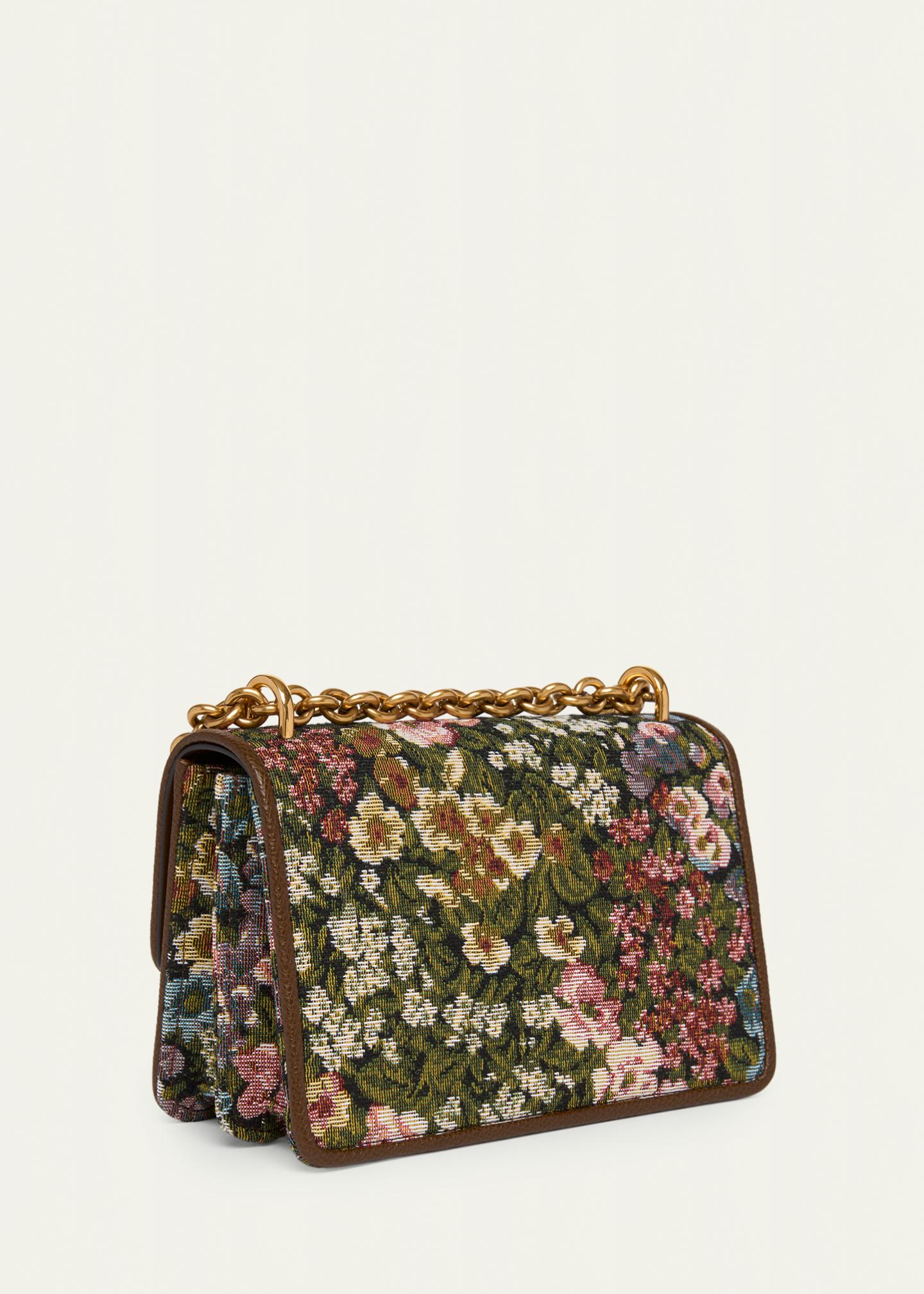 Valentino Garavani Small Floral Woven Leather-Trim Shoulder Bag