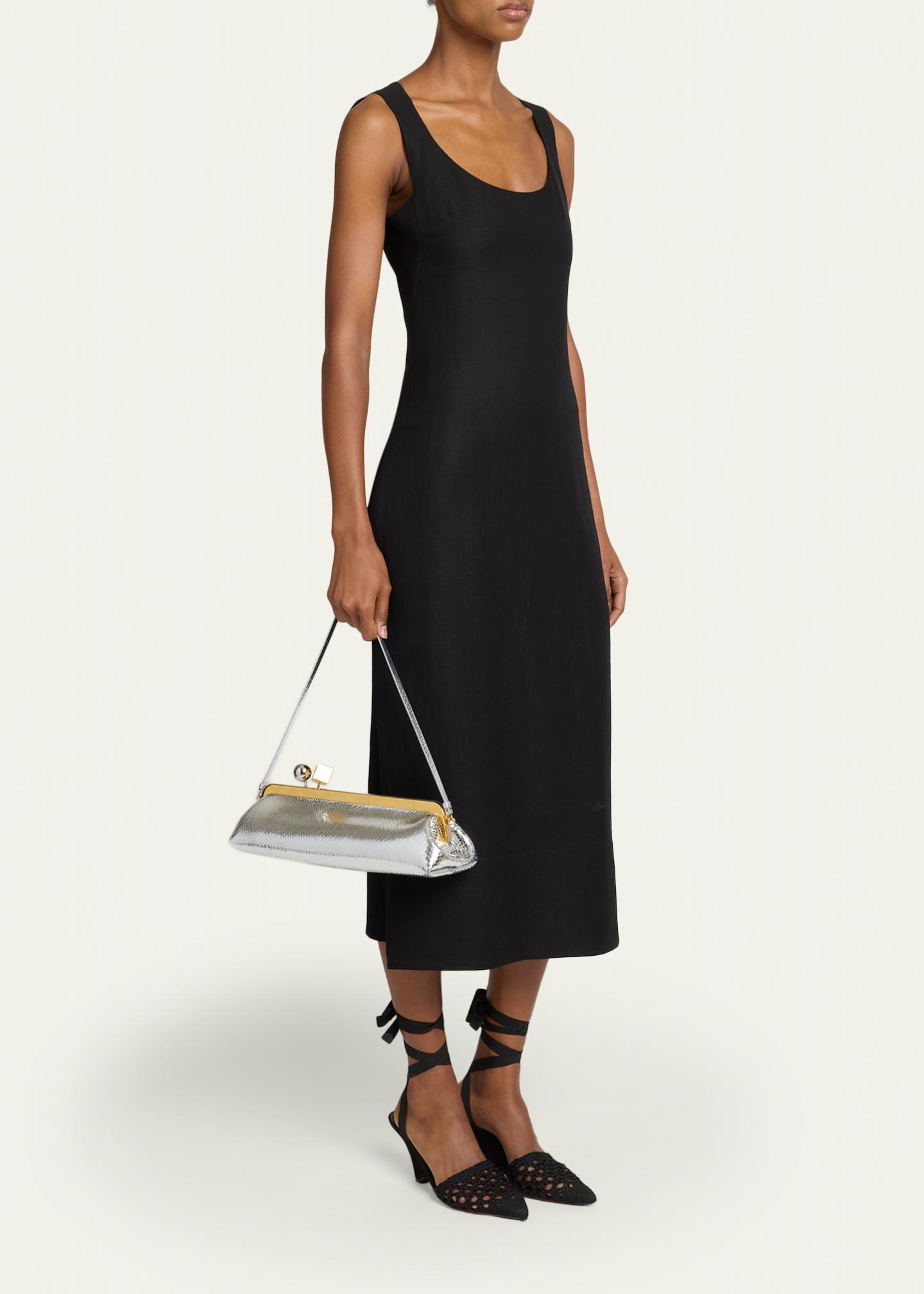 Jacquemus La Pochette Salon Snakeskin-Embossed Leather Clutch Bag 