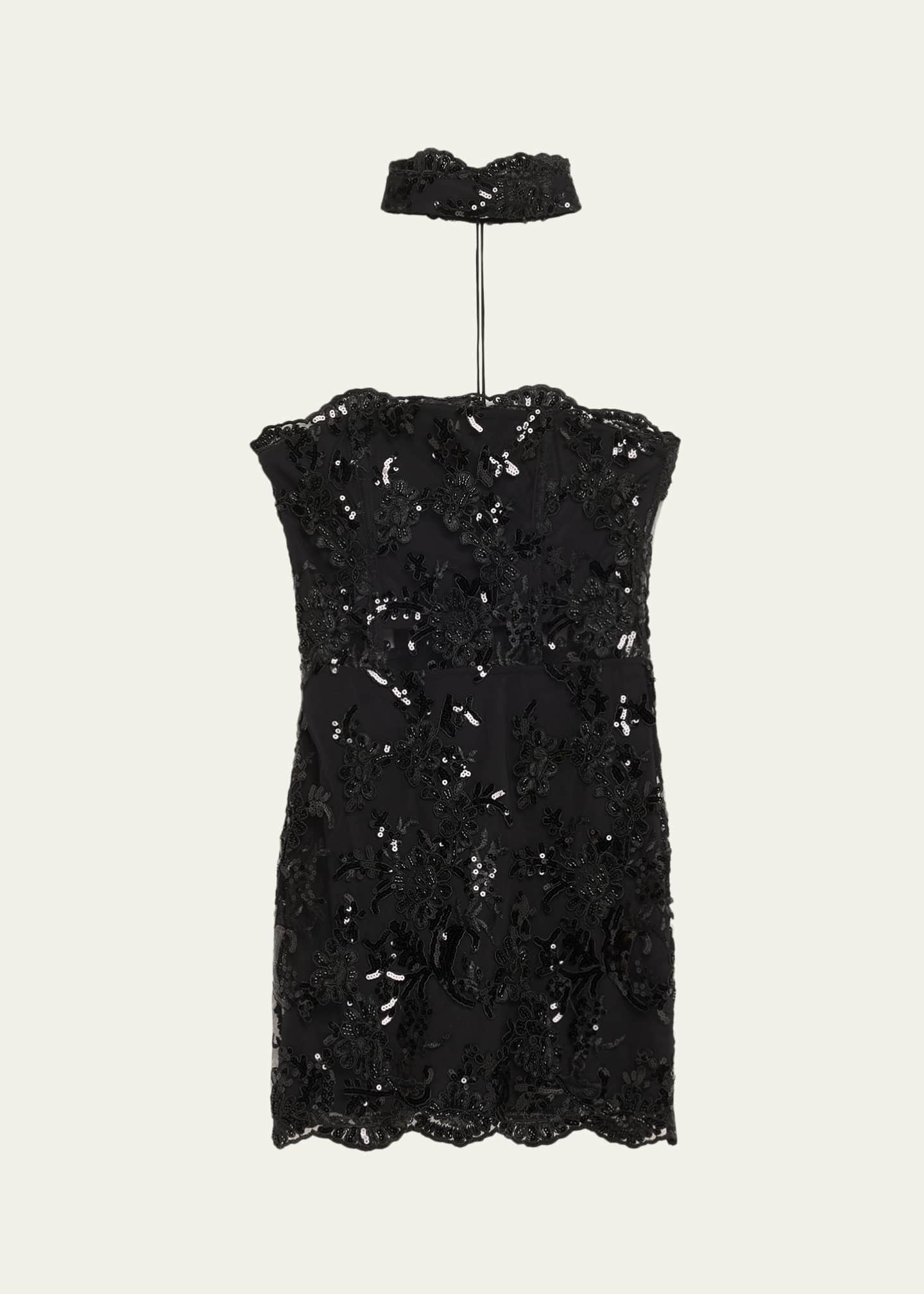 ALICE + OLIVIA Georgie Embellished Lace Mini Dress - Bergdorf Goodman