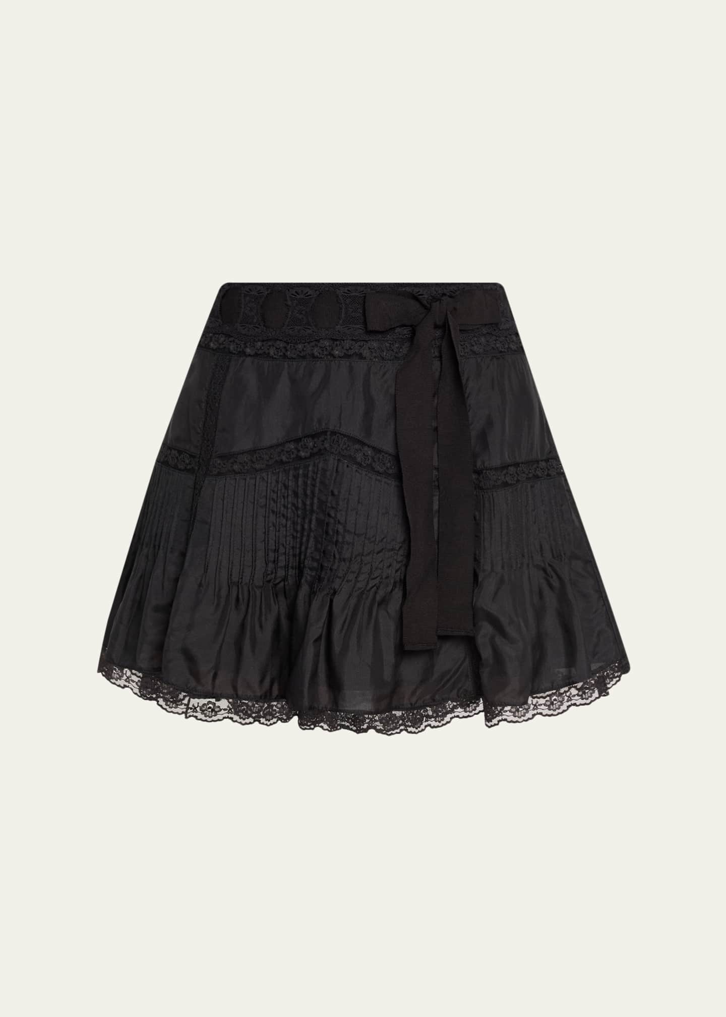 LoveShackFancy Willia Silk Lace-Detailed Mini Skirt - Bergdorf Goodman