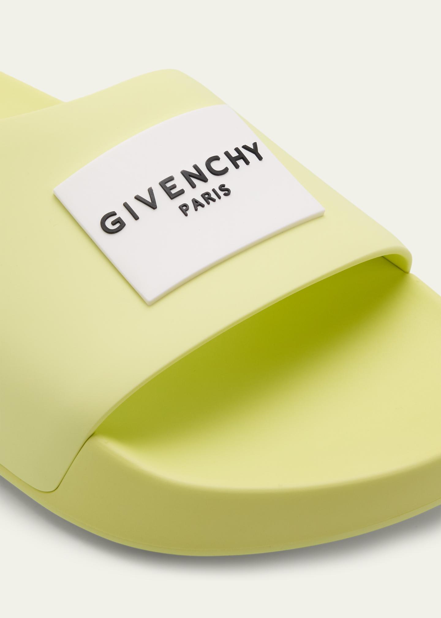 Givenchy Fluoro Yellow Slide Sandals Givenchy Logo Label Slide Sandals - Bergdorf Goodman main image 3