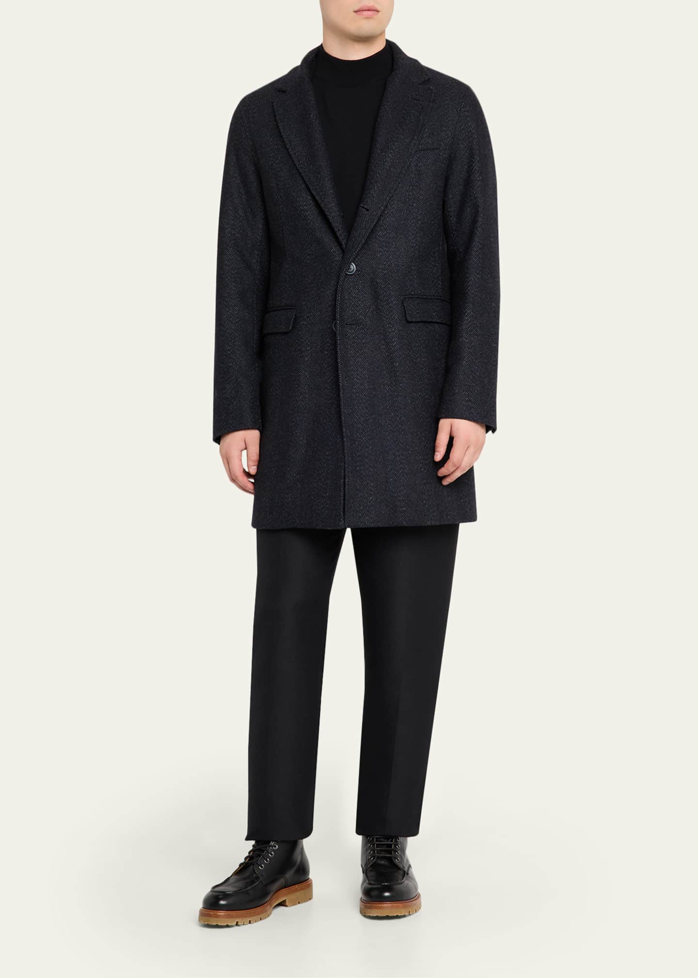 Herno Men's Wool-Blend Herringbone Top Coat - Bergdorf Goodman