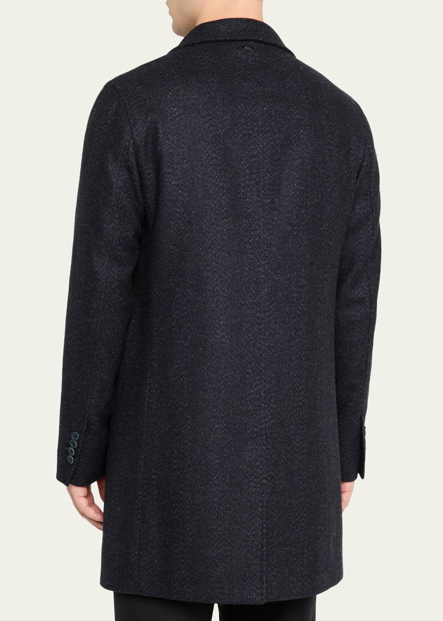Herno Men's Wool-Blend Herringbone Top Coat - Bergdorf Goodman