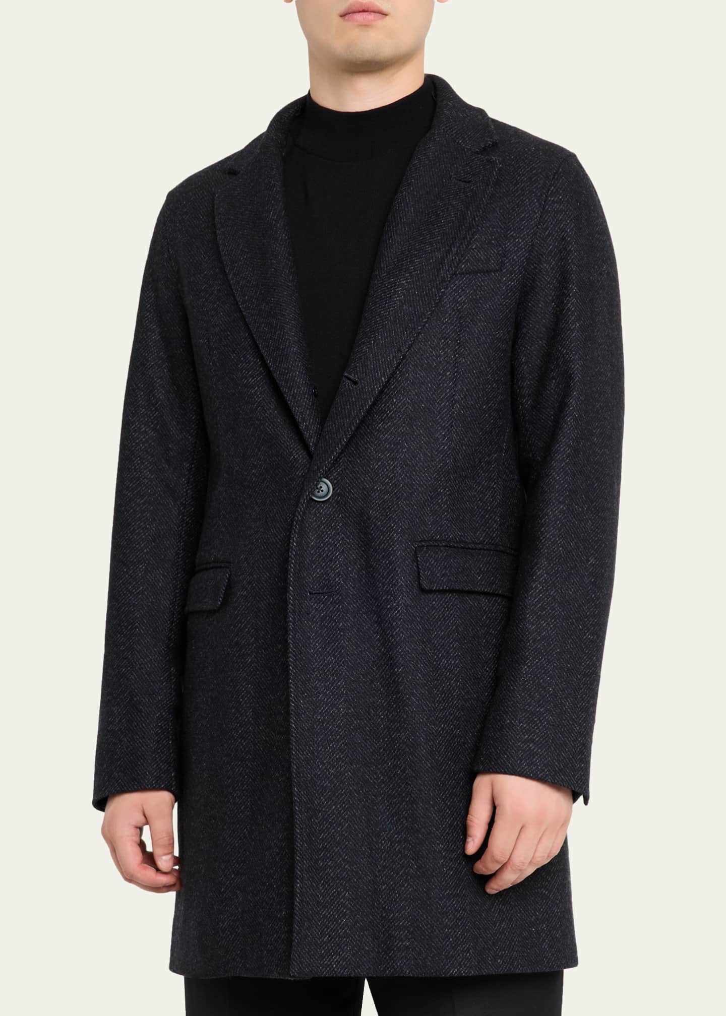 Herno Men's Wool-Blend Herringbone Top Coat - Bergdorf Goodman
