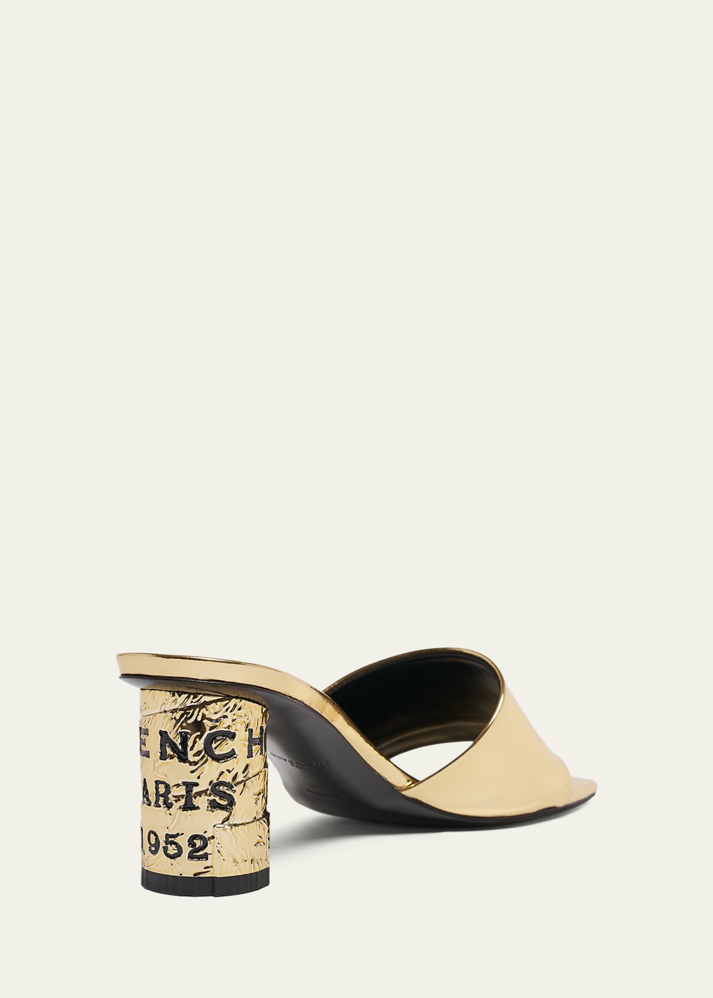 【GW破格】 GIVENCHY MMW 99%2025年 ほぼ新品未使用/美品 Givenchy 65mm Logo Heel Metallic Leather Mule Sandals - Bergdorf