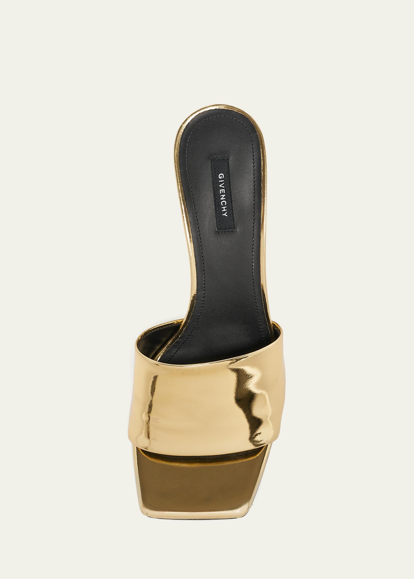 Givenchy 65mm Logo Heel Metallic Leather Mule Sandals - Bergdorf