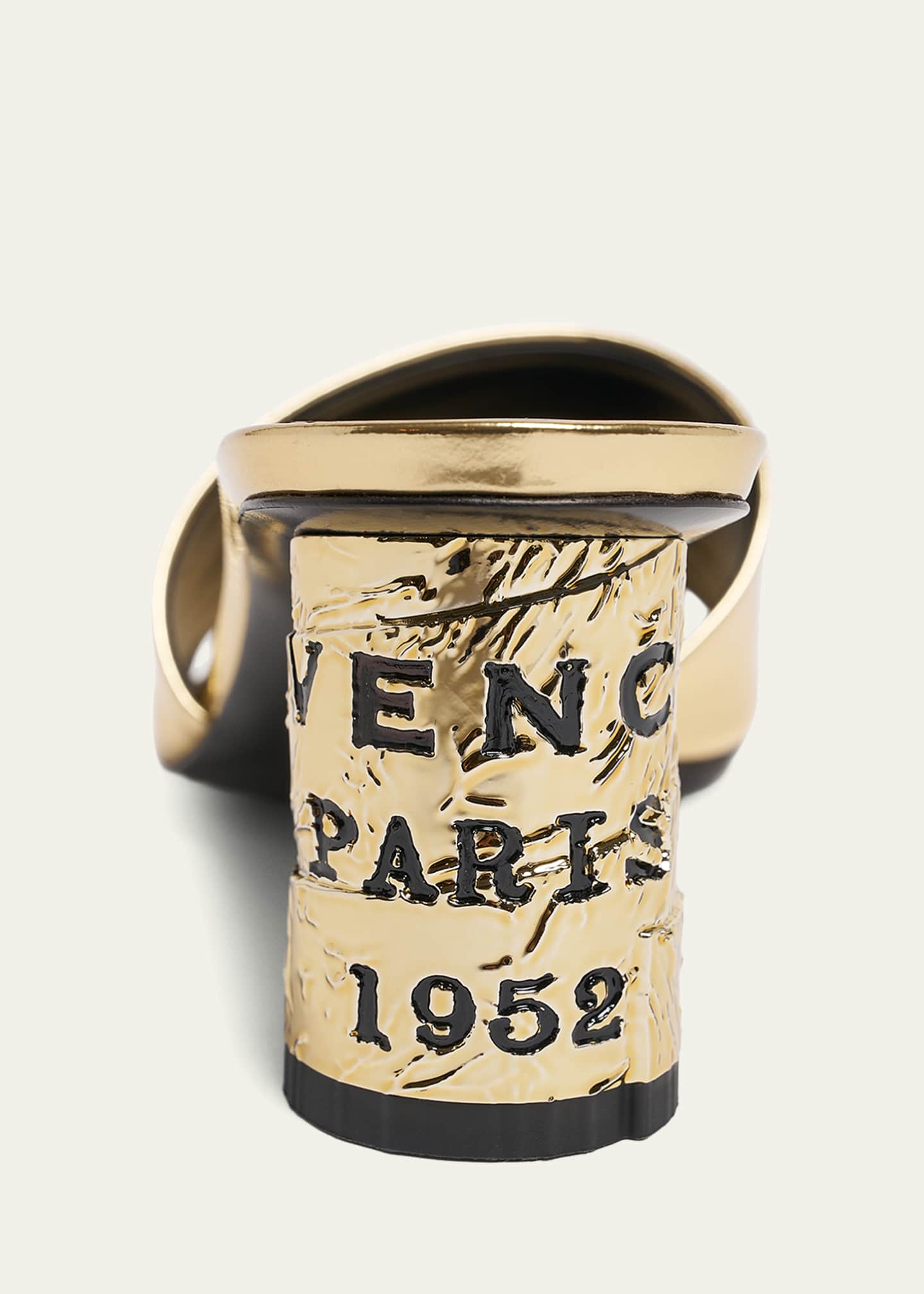 Givenchy 65mm Logo Heel Metallic Leather Mule Sandals - Bergdorf