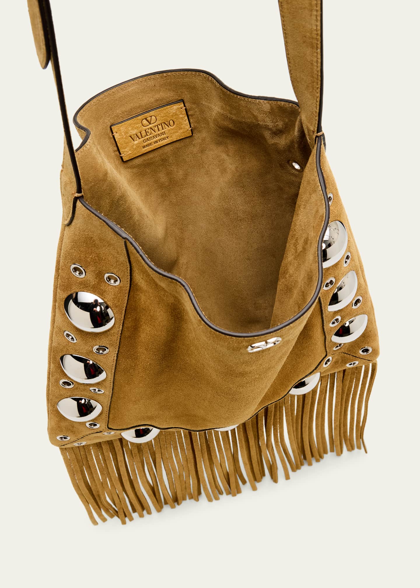 Valentino Garavani Nellcote Studded Fringe Suede Crossbody Bag
