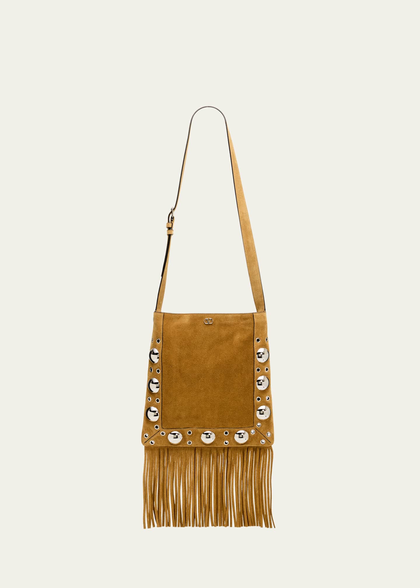 Valentino Garavani Nellcote Studded Fringe Suede Crossbody Bag