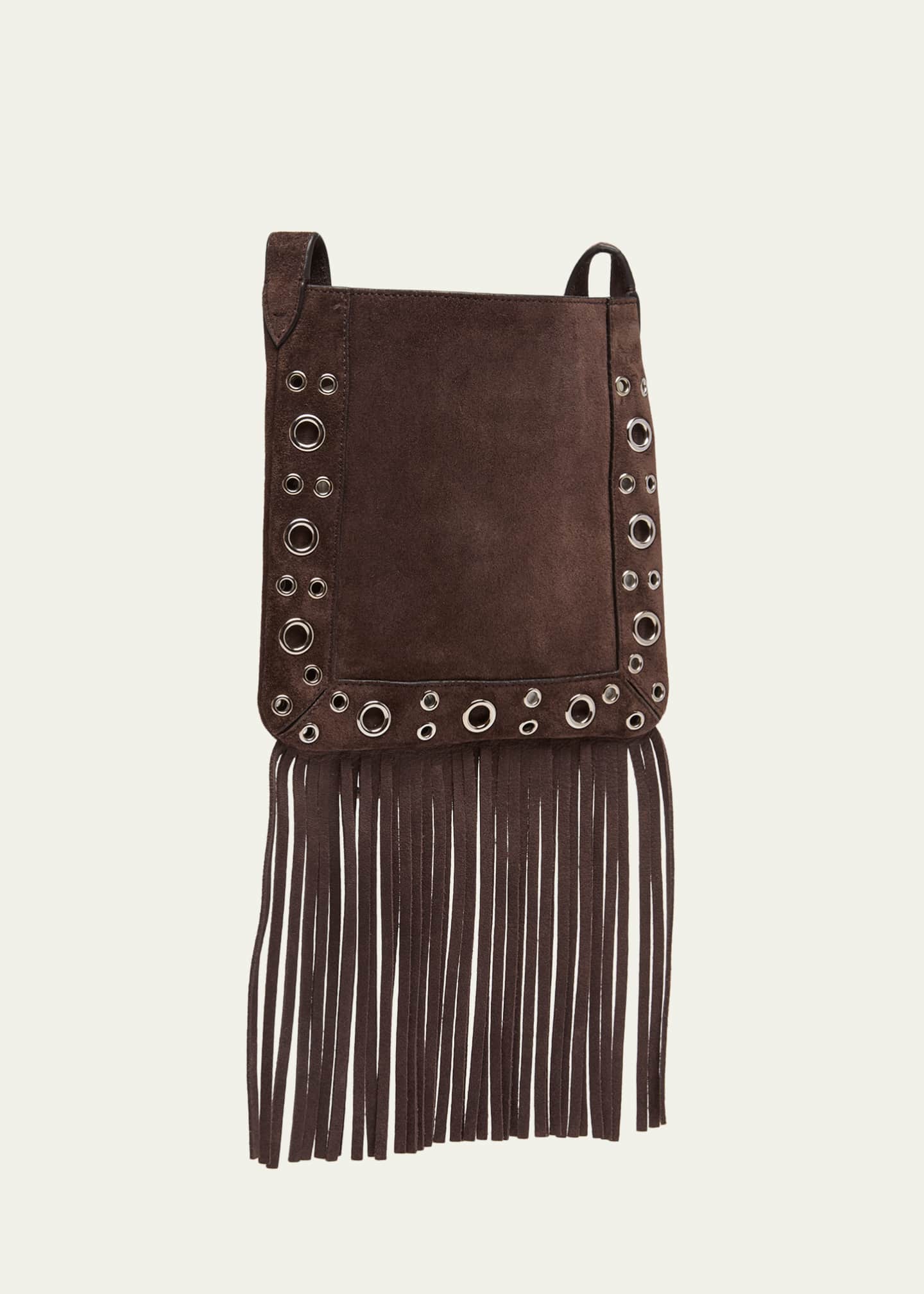 Valentino Garavani Small Studded Fringe Suede Crossbody Bag