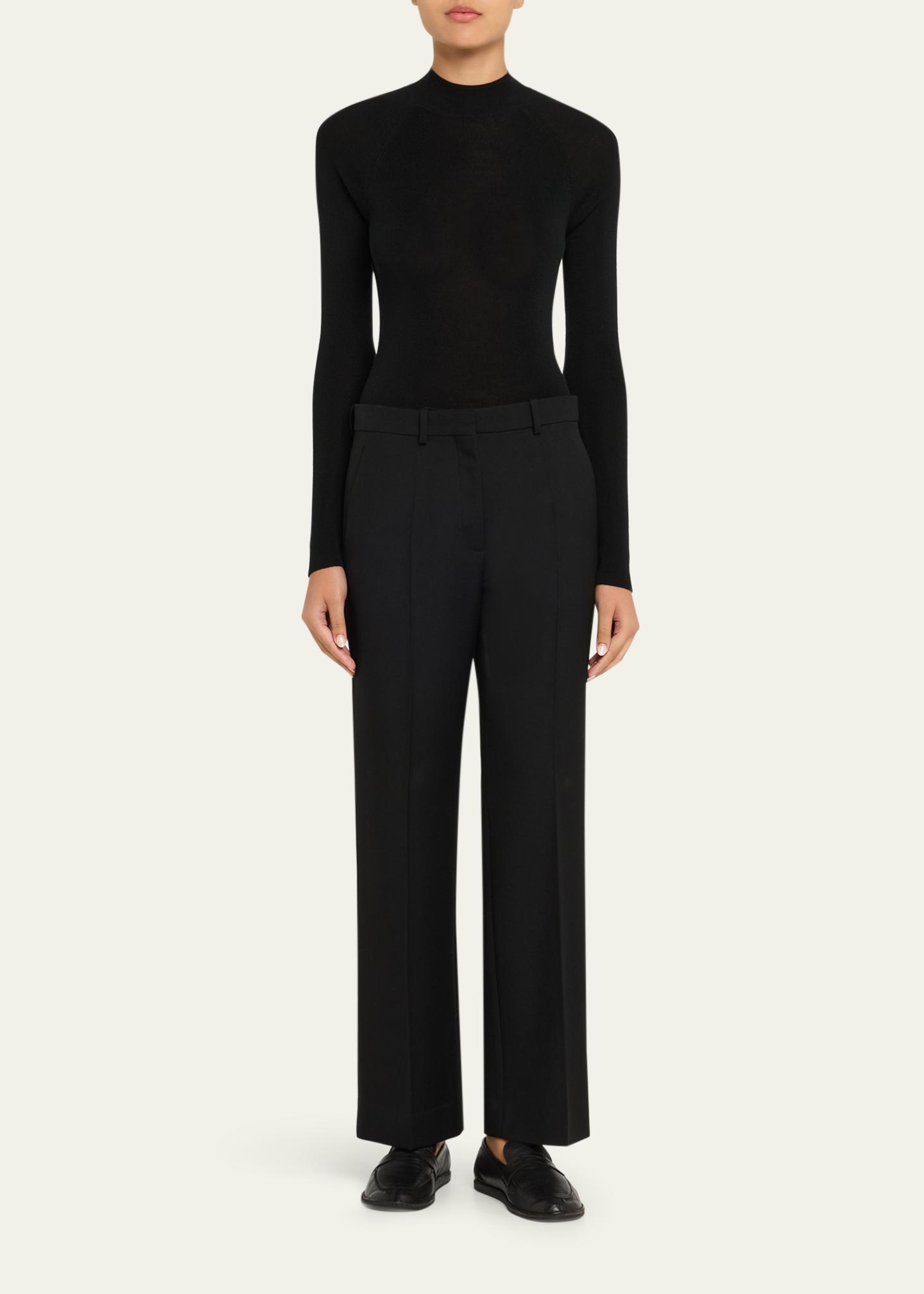 Majestic Filatures Mock-Neck Merino Silk Micro Rib Knit T-Shirt ...