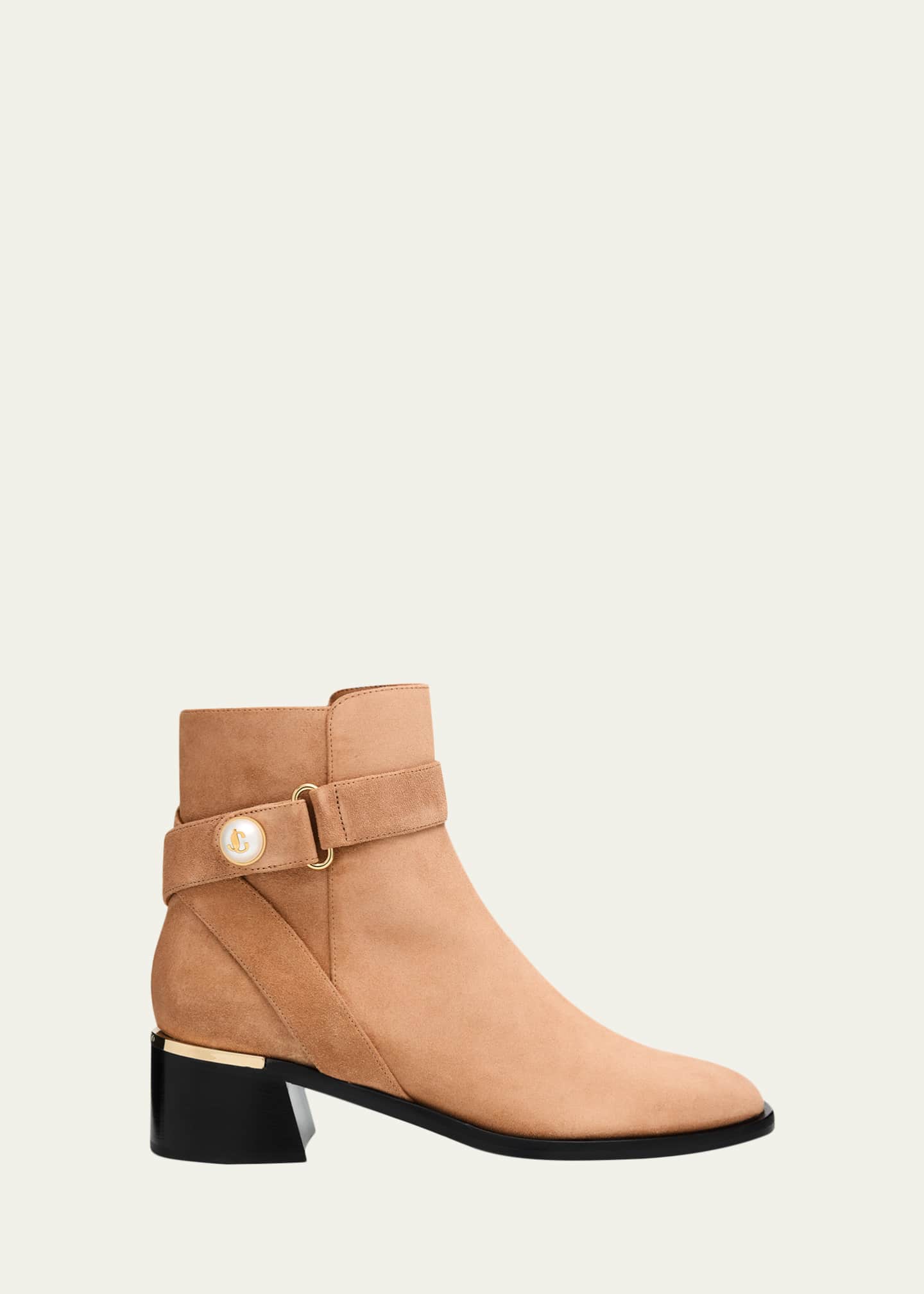 Jimmy Choo Noor 45 Suede Pearly-Button Ankle Boots - Bergdorf Goodman